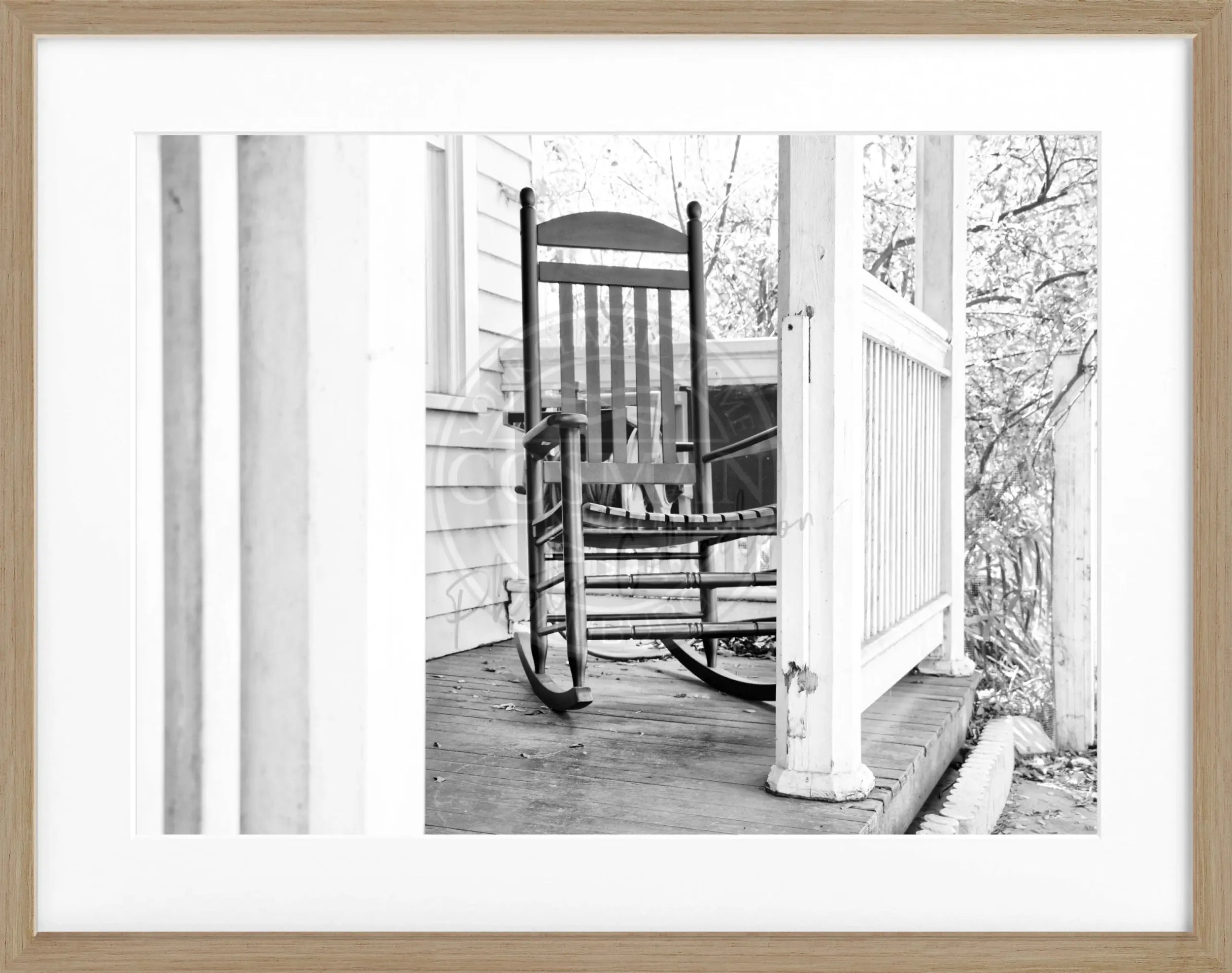 Schwarz-weiß Poster mit Rahmen, Florida Key West Deckchair Motiv, von Cosman-Photocollection, 31x25cm, Wanddekoration