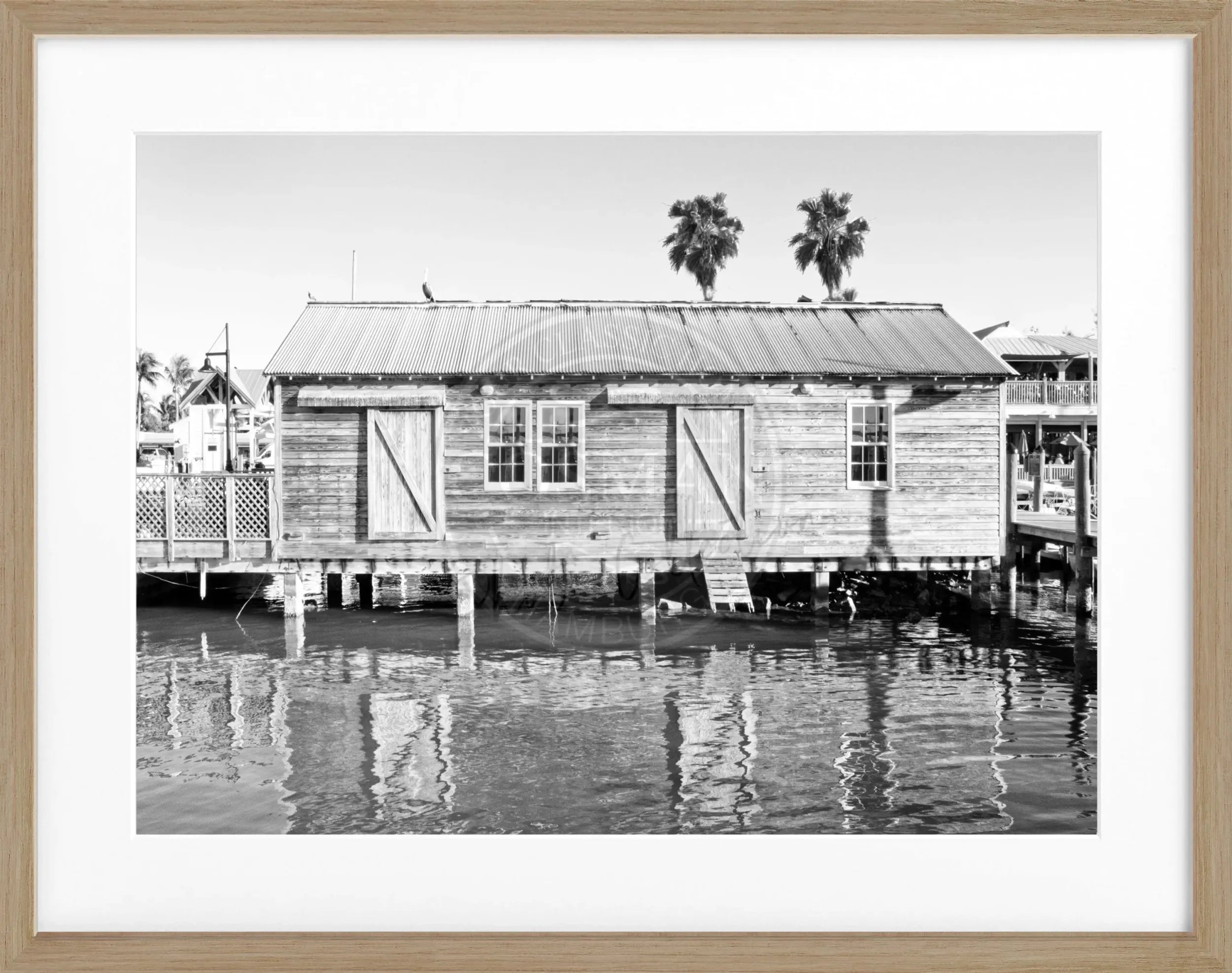 Schwarz-weiß Poster mit Rahmen von Florida Key West, 31x25 cm, von Cosman-Photocollection, Wanddekoration im fotografischen Stil