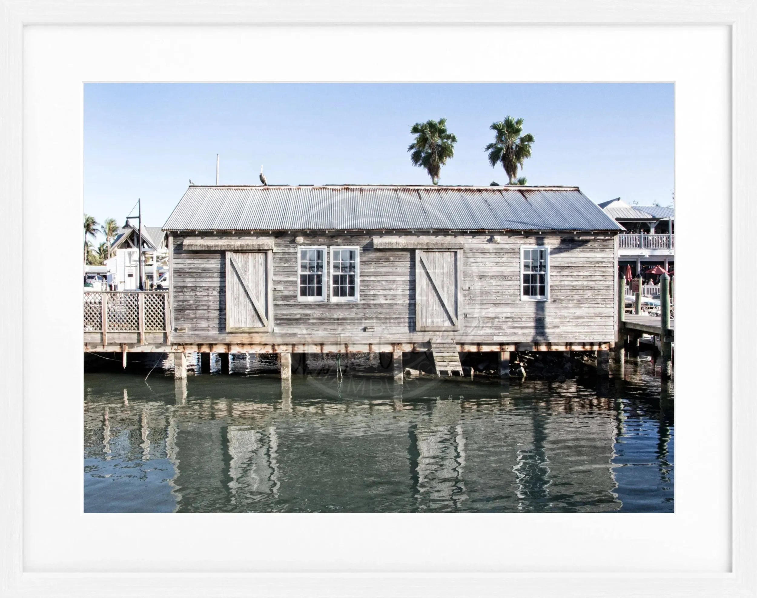 Schwarz-weiß Poster mit Rahmen, Florida Key West Motiv, von Cosman-Photocollection, 31x25 cm, Wanddekoration