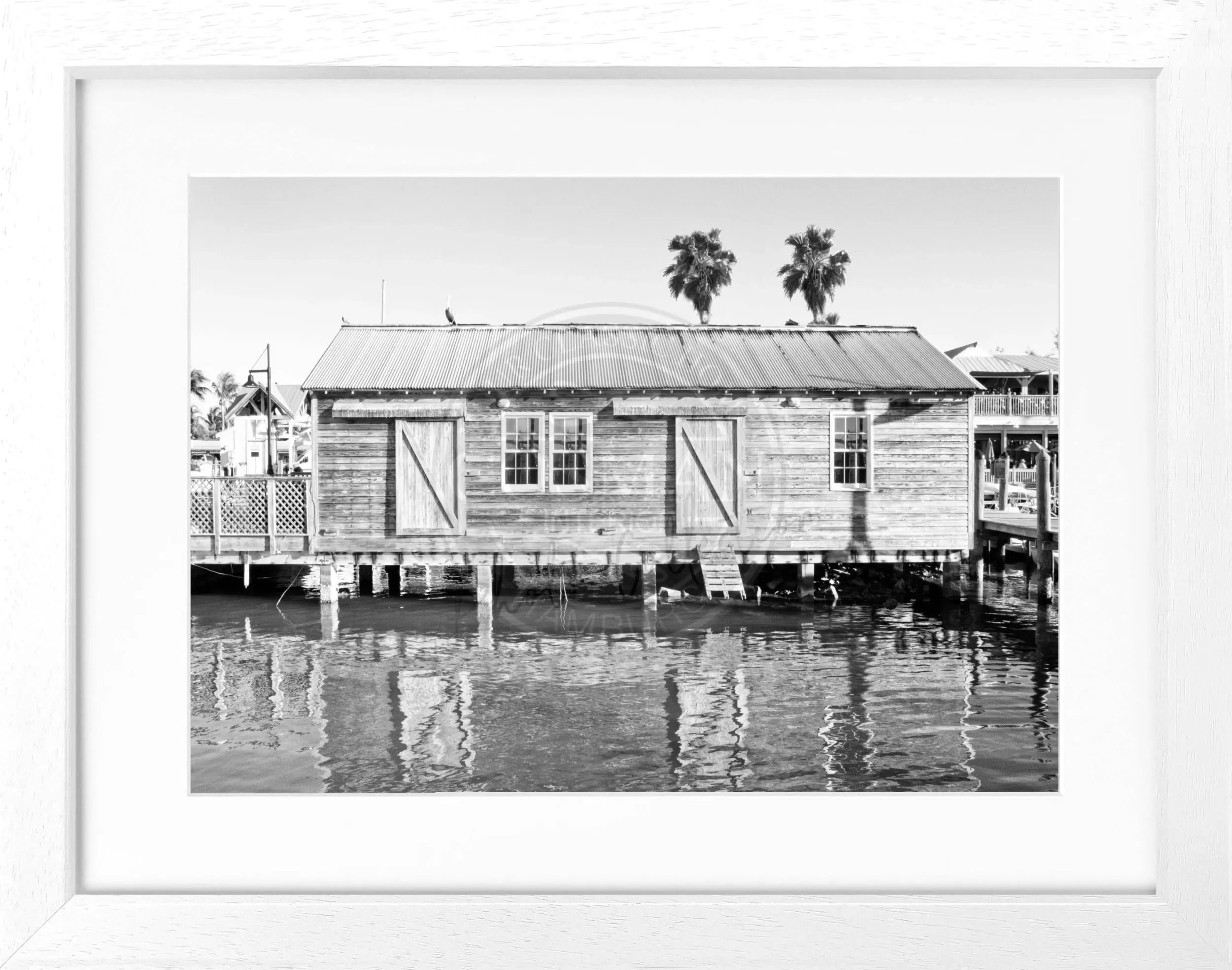 Schwarz-weiß Poster mit Rahmen von Florida Key West, 31x25 cm, von Cosman-Photocollection, dekoratives Wandbild