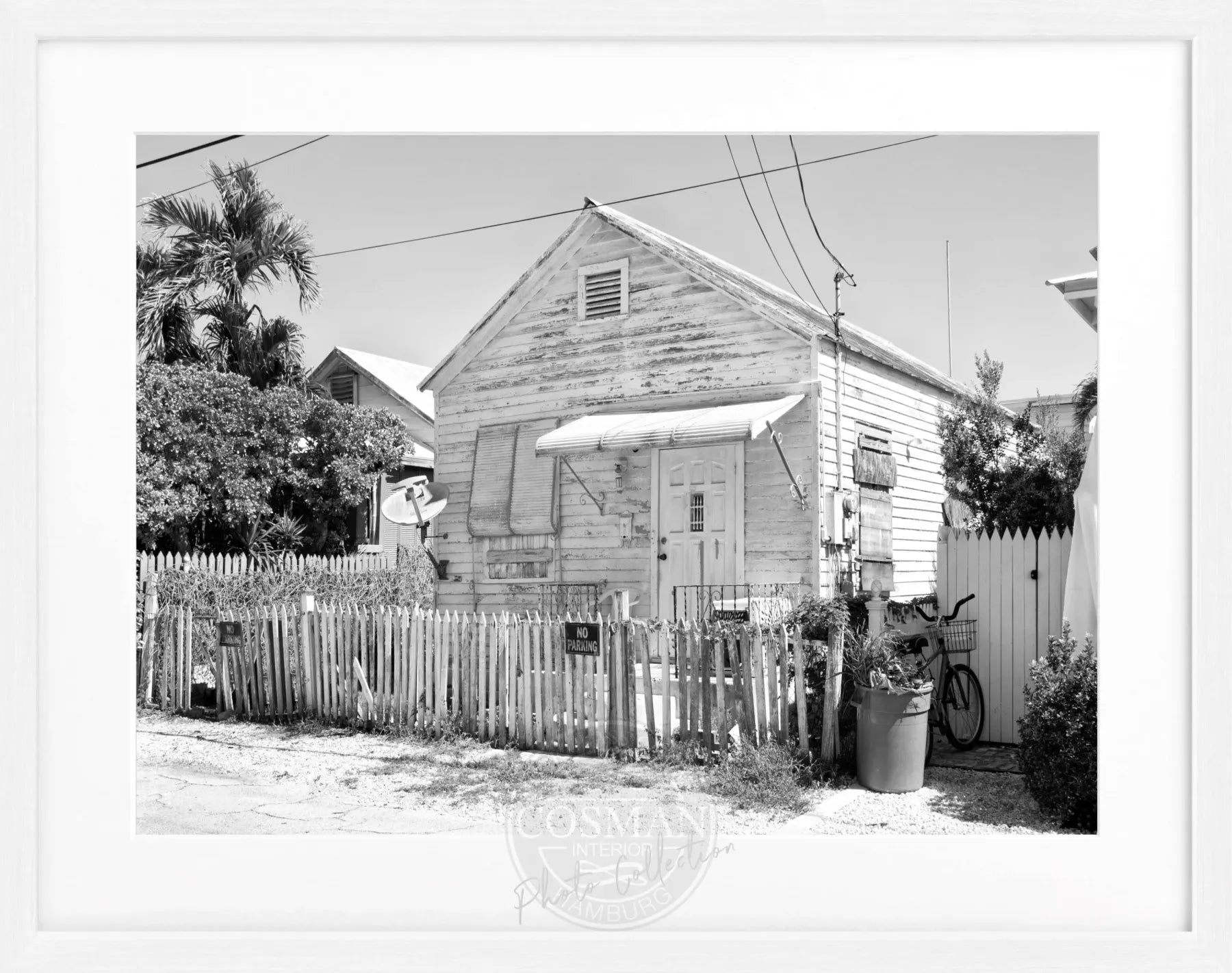 Schwarzweiß-Poster mit Rahmen von Cosman-Photocollection, Florida Key West, 31x25 cm, dekoratives Wandbild