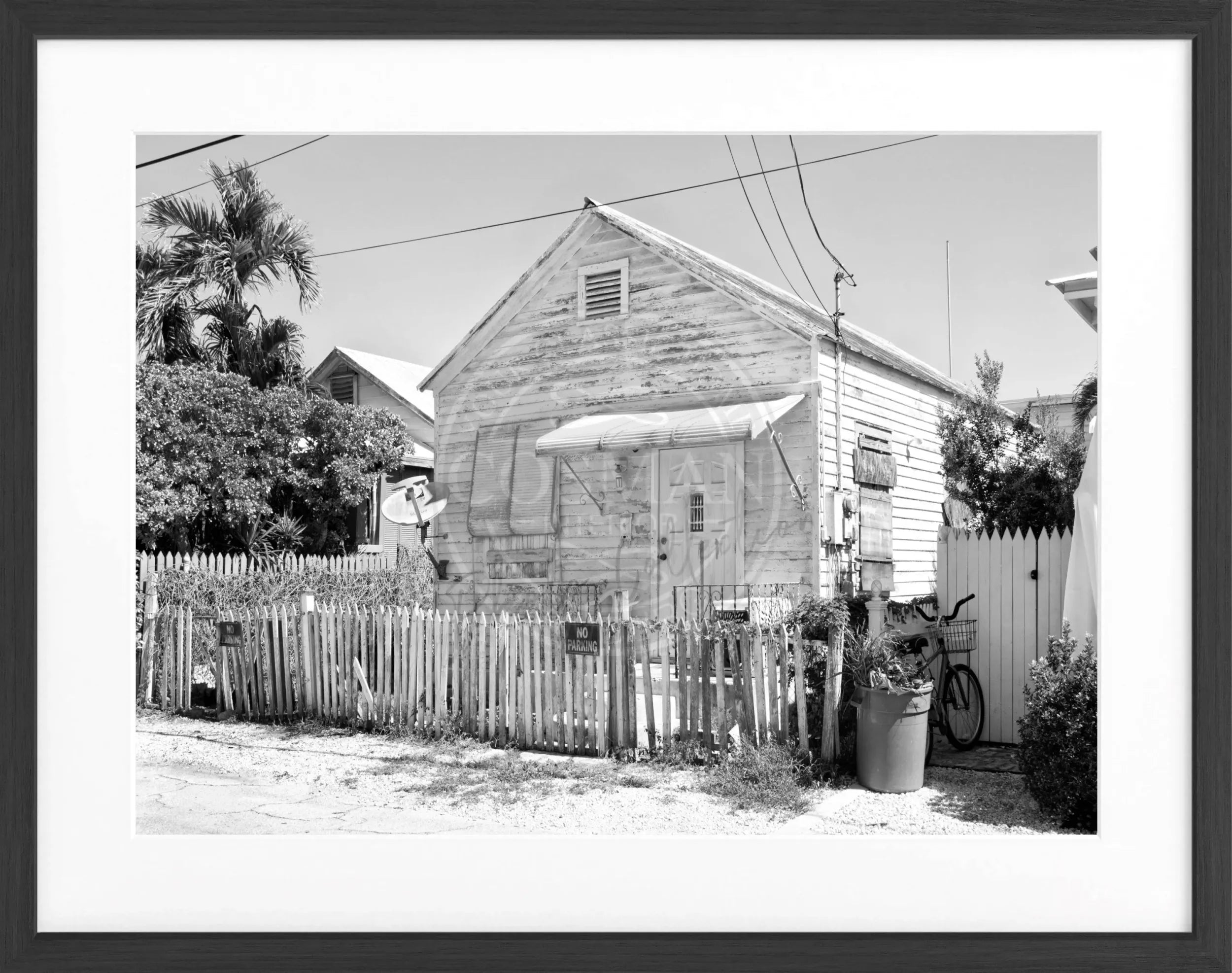Schwarz-weiß Poster mit Rahmen von Florida Key West, 31x25cm, von Cosman-Photocollection, ideal als Wanddekoration