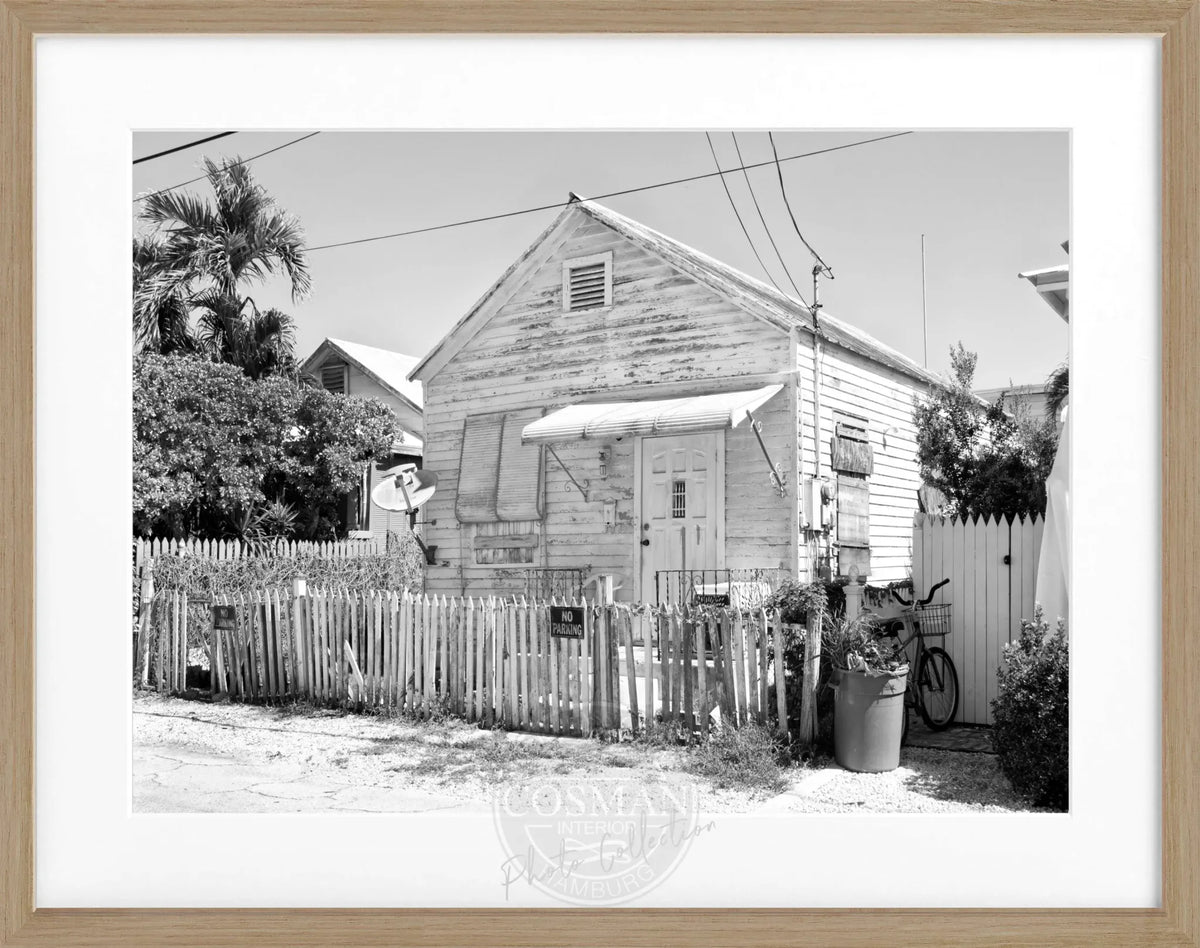 Schwarz-weiß Poster mit Rahmen von Florida Key West, 31x25 cm, von Cosman-Photocollection, dekoratives Wandbild