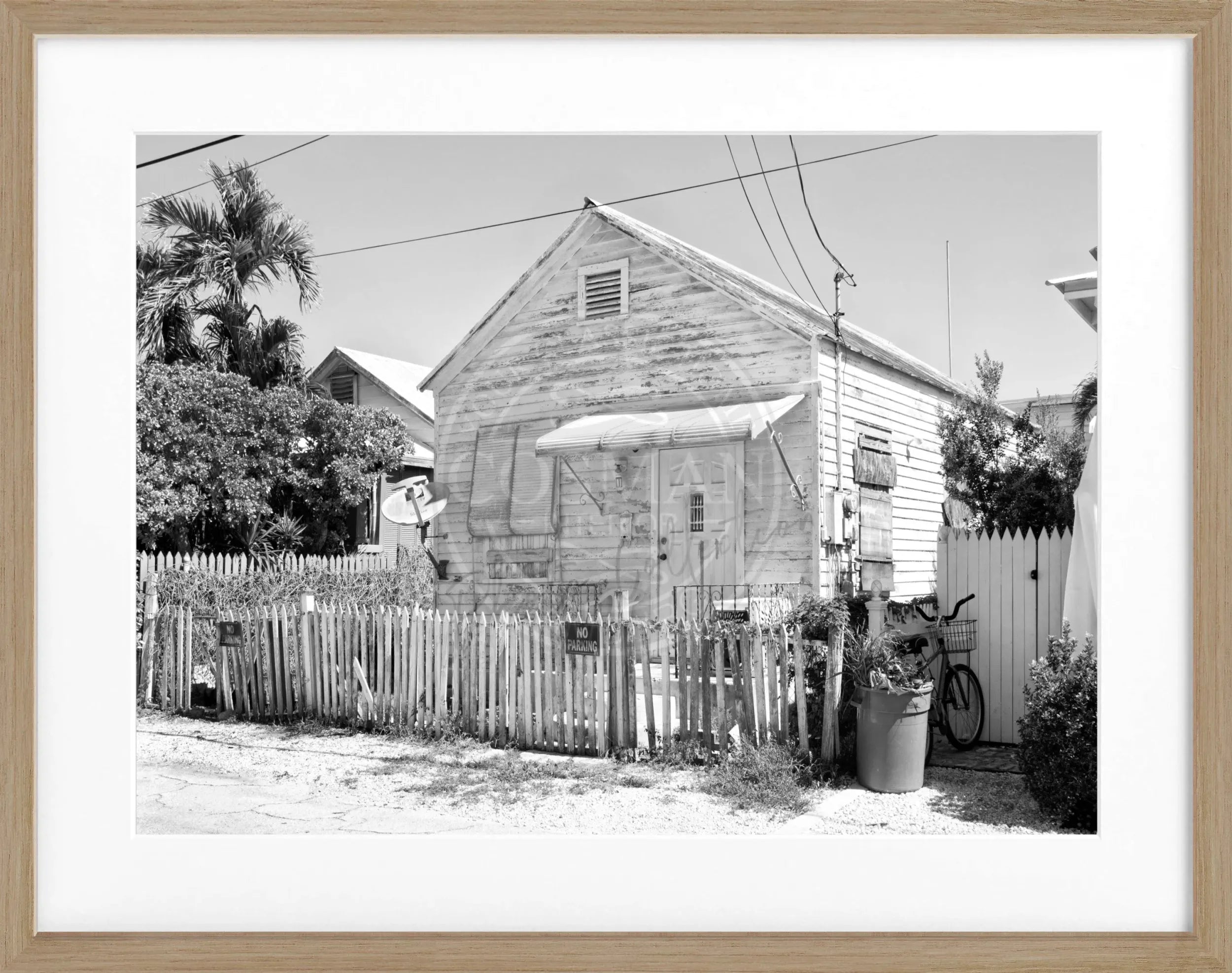 Schwarz-weiß Poster mit Rahmen von Florida Key West, 31x25 cm, von Cosman-Photocollection, dekoratives Wandbild