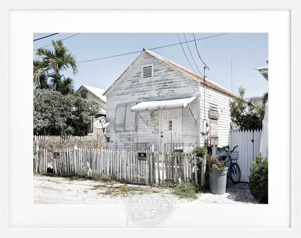 Schwarz-weiß Poster mit Rahmen von Florida Key West, 31x25cm, von Cosman-Photocollection, Wanddekoration im Fotostil