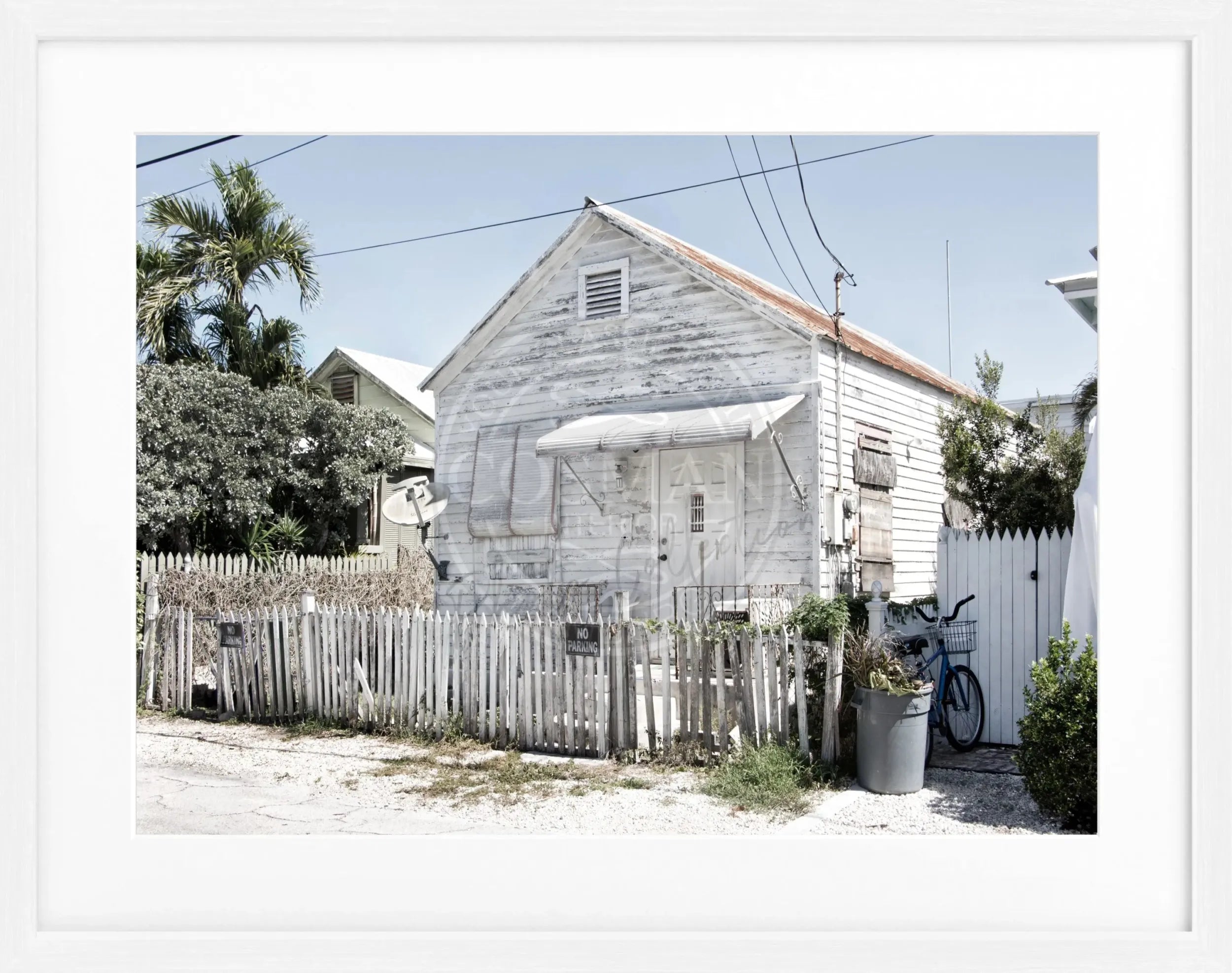 Schwarz-weiß Poster mit Rahmen von Florida Key West, 31x25cm, von Cosman-Photocollection, Wanddekoration im Fotostil