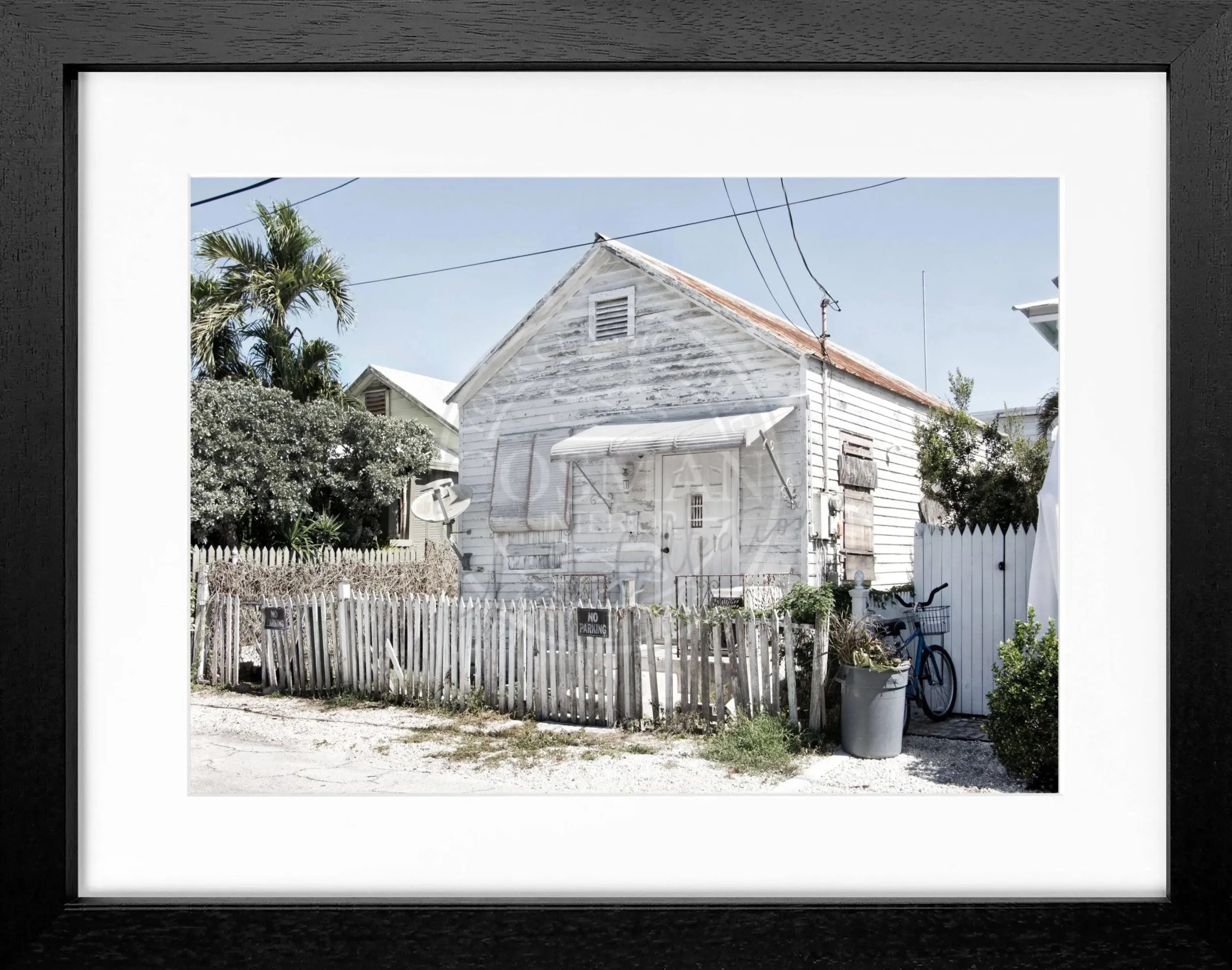Schwarz-weiß Poster mit Rahmen, Florida Key West Motiv, von Cosman-Photocollection, 31x25cm, dekoratives Wandbild