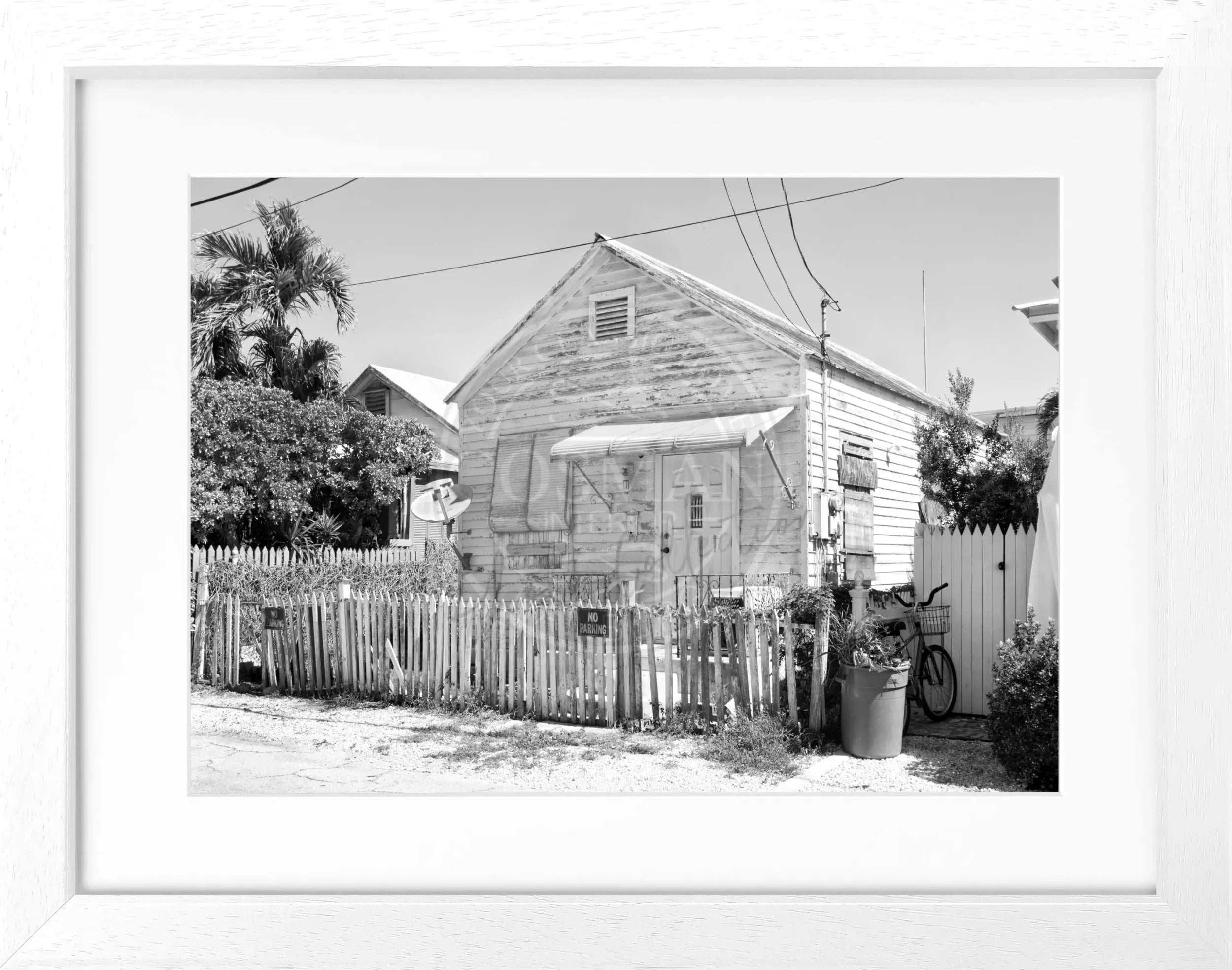 Schwarz-weiß Poster mit Rahmen von Florida Key West, 31x25cm, von Cosman-Photocollection, maritime Küstenlandschaft.