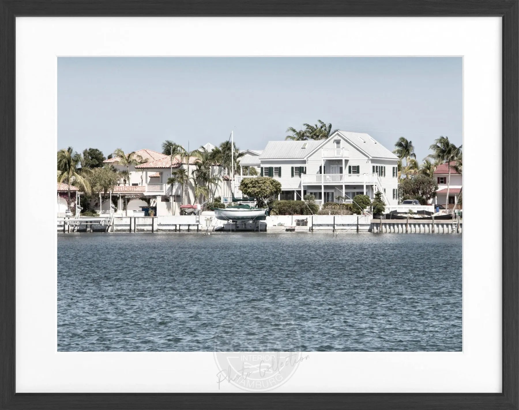 Schwarz-weiß Poster mit Rahmen von Florida Key West, 31x25cm, von Cosman-Photocollection, dekoratives Wandbild.