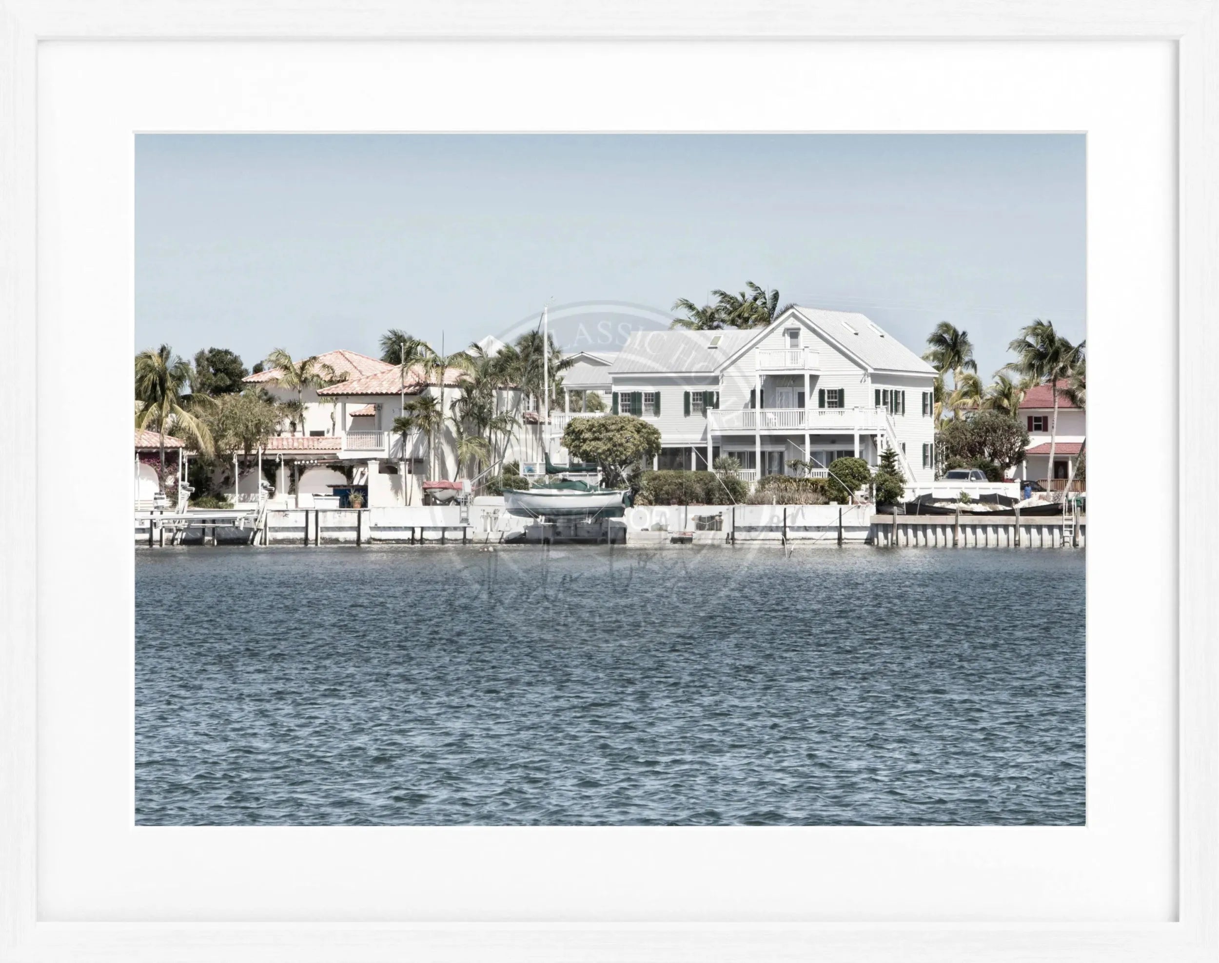 Schwarz-weiß Poster mit Rahmen, Florida Key West, von Cosman-Photocollection, 31x25 cm, Wanddekoration mit Meeresmotiv