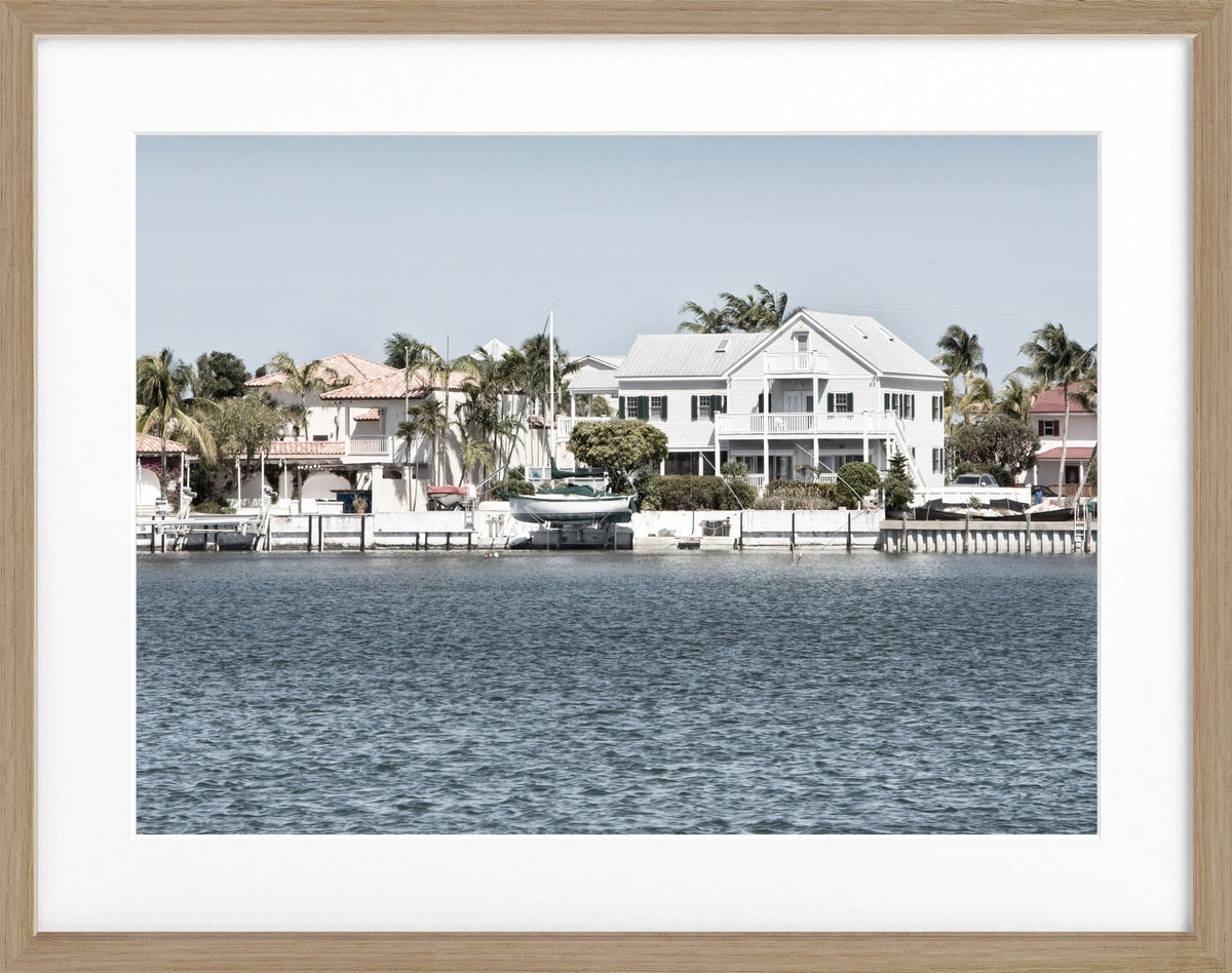 Schwarz-weiß Poster mit Rahmen von Florida Key West, 31x25 cm, von Cosman-Photocollection, maritime Strand- und Küstenmotiv