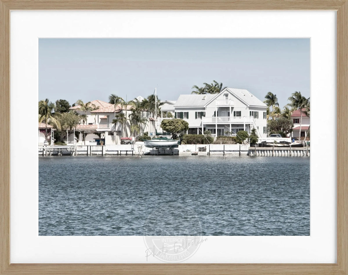 Schwarz-weiß Poster mit Rahmen von Florida Key West, 31x25 cm, von Cosman-Photocollection, maritime Strand- und Küstenmotiv