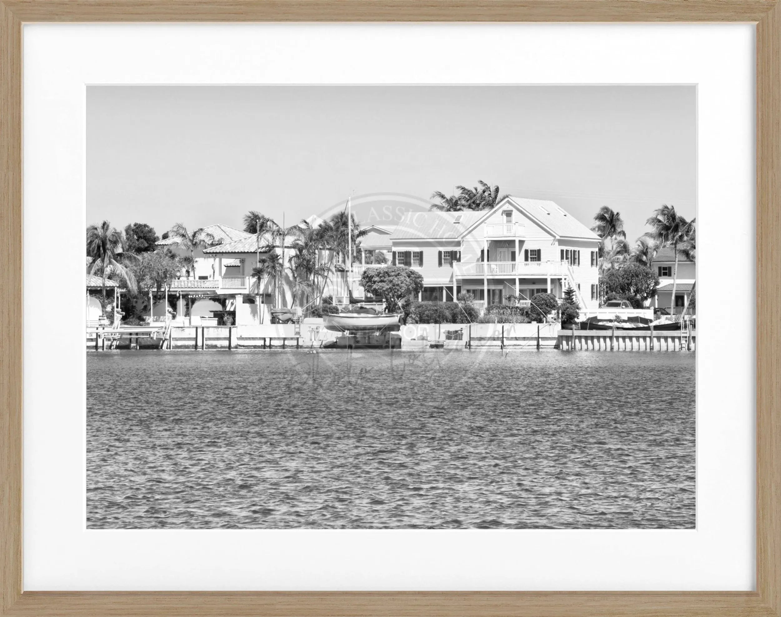 Schwarz-weiß Poster mit Rahmen von Florida Key West, 31x25cm, von Cosman-Photocollection, dekoratives Wandbild.