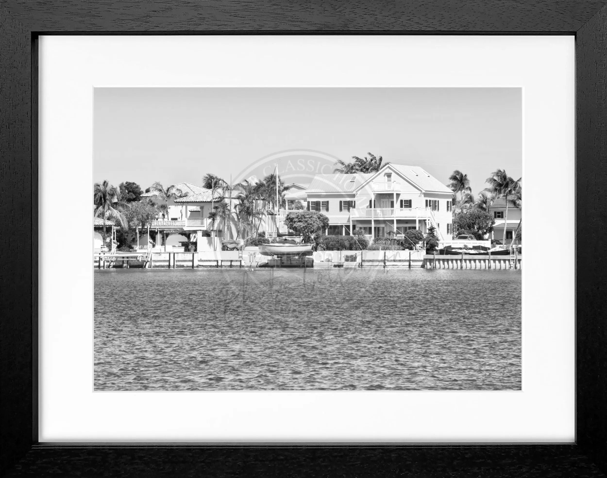 Schwarz-weiß Poster mit Rahmen von Florida Key West, 31x25cm, von Cosman-Photocollection, ideal als Wanddekoration