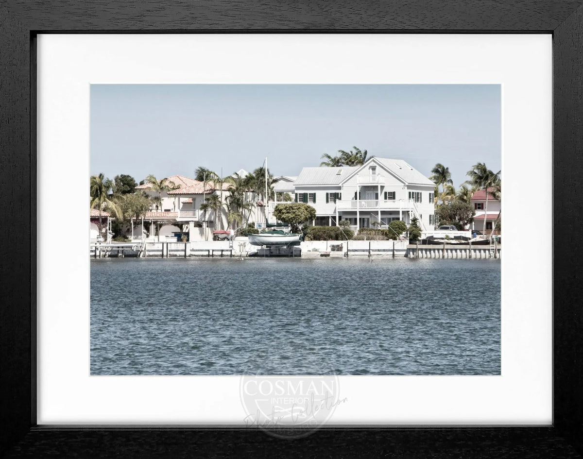 Schwarz-weiß Poster mit Rahmen von Cosman-Photocollection, Florida Key West Motiv, 31x25 cm