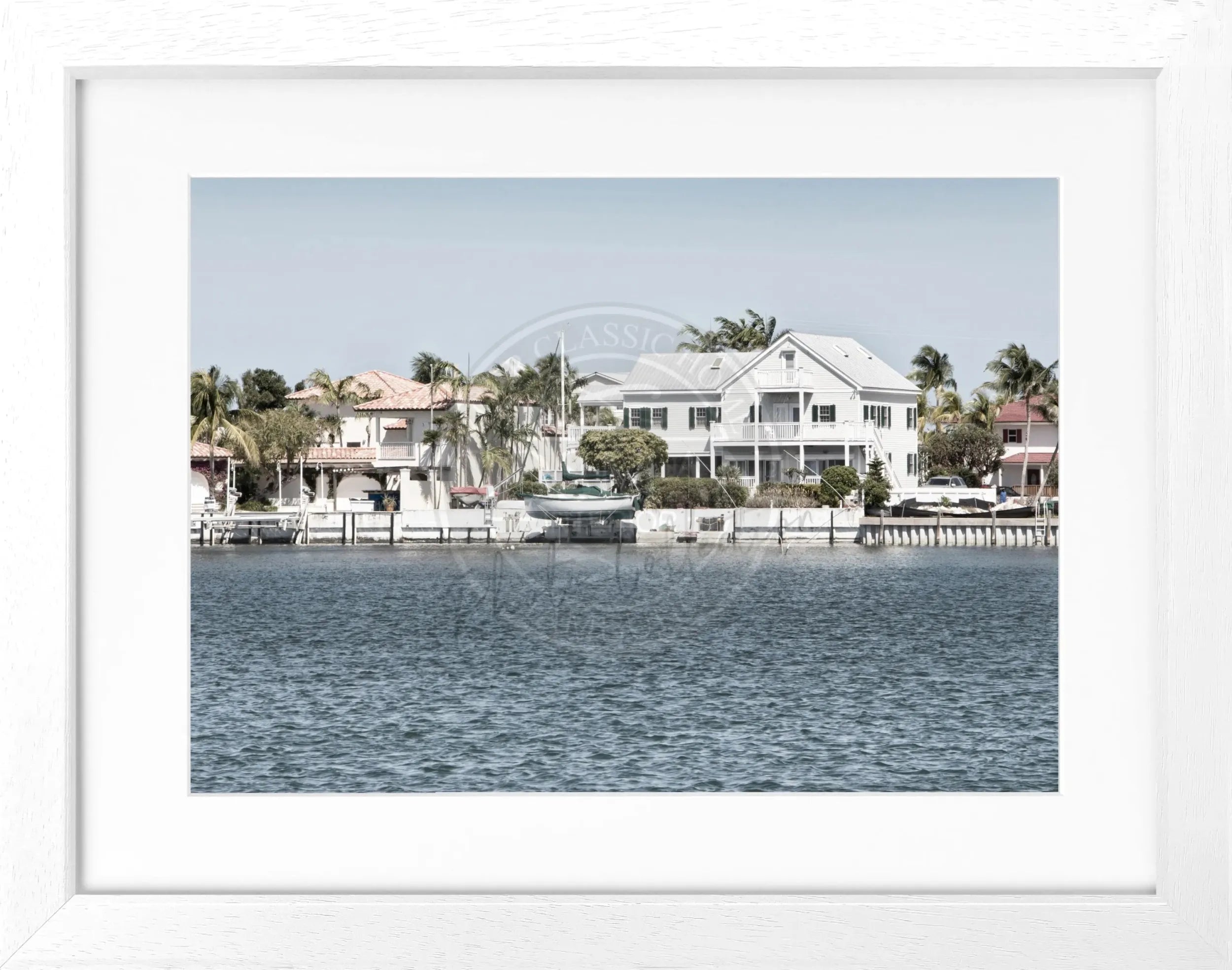 Schwarz-weiß Poster mit Rahmen von Florida Key West, 31x25 cm, von Cosman-Photocollection, dekoratives Wandbild