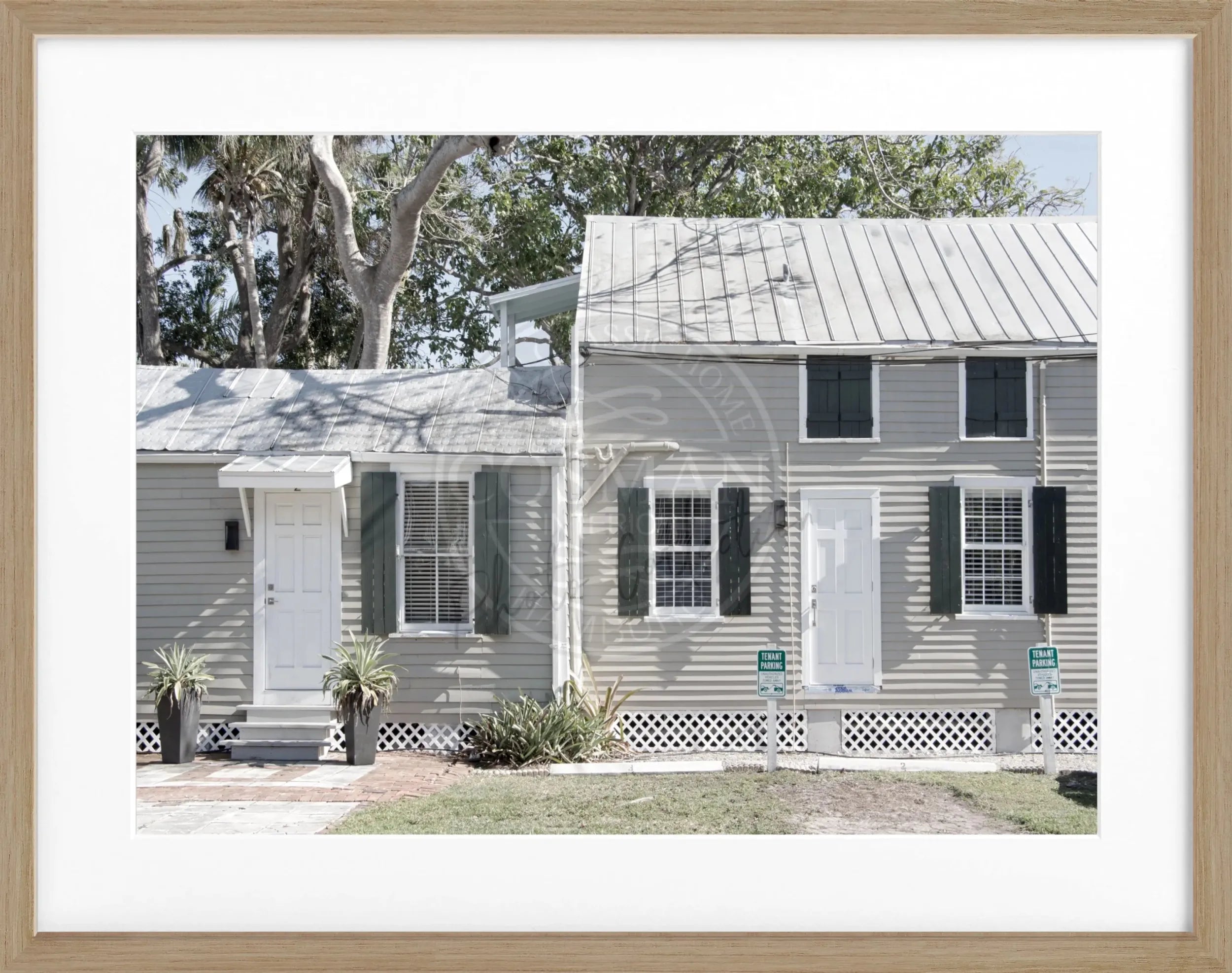 Schwarz-weiß Poster mit Rahmen von Florida Key West, 31x25cm, von Cosman-Photocollection, ideal für Wanddekoration