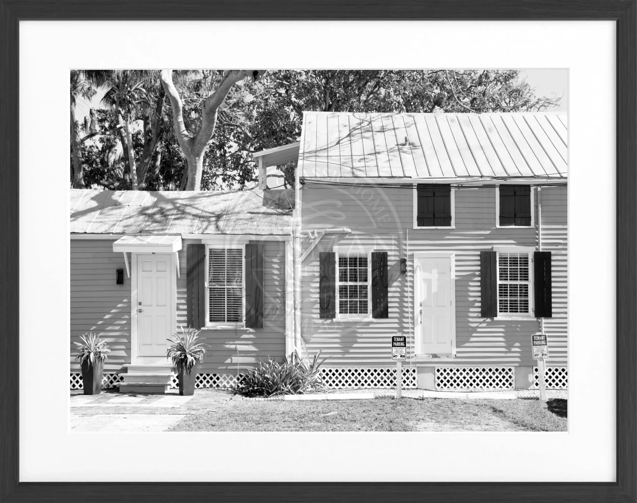 Schwarz-weiß Poster mit Rahmen von Florida Key West, 31x25 cm, von Cosman-Photocollection, Wanddekoration mit Motiv.