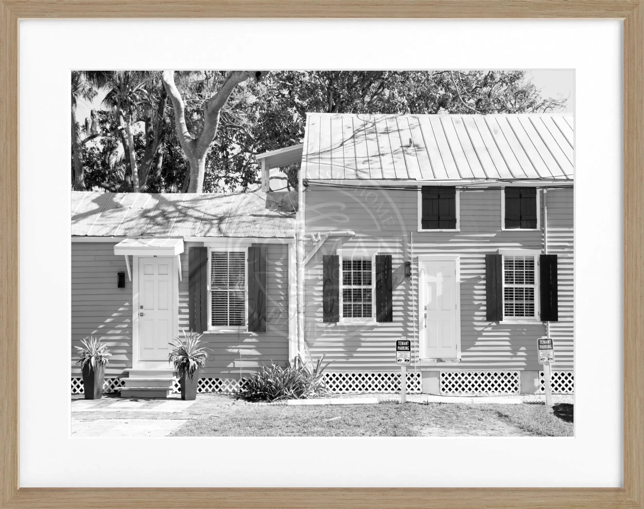 Schwarz-weiß Poster mit Rahmen von Florida Key West, 31x25cm, von Cosman-Photocollection, Wanddekoration im maritimen Stil
