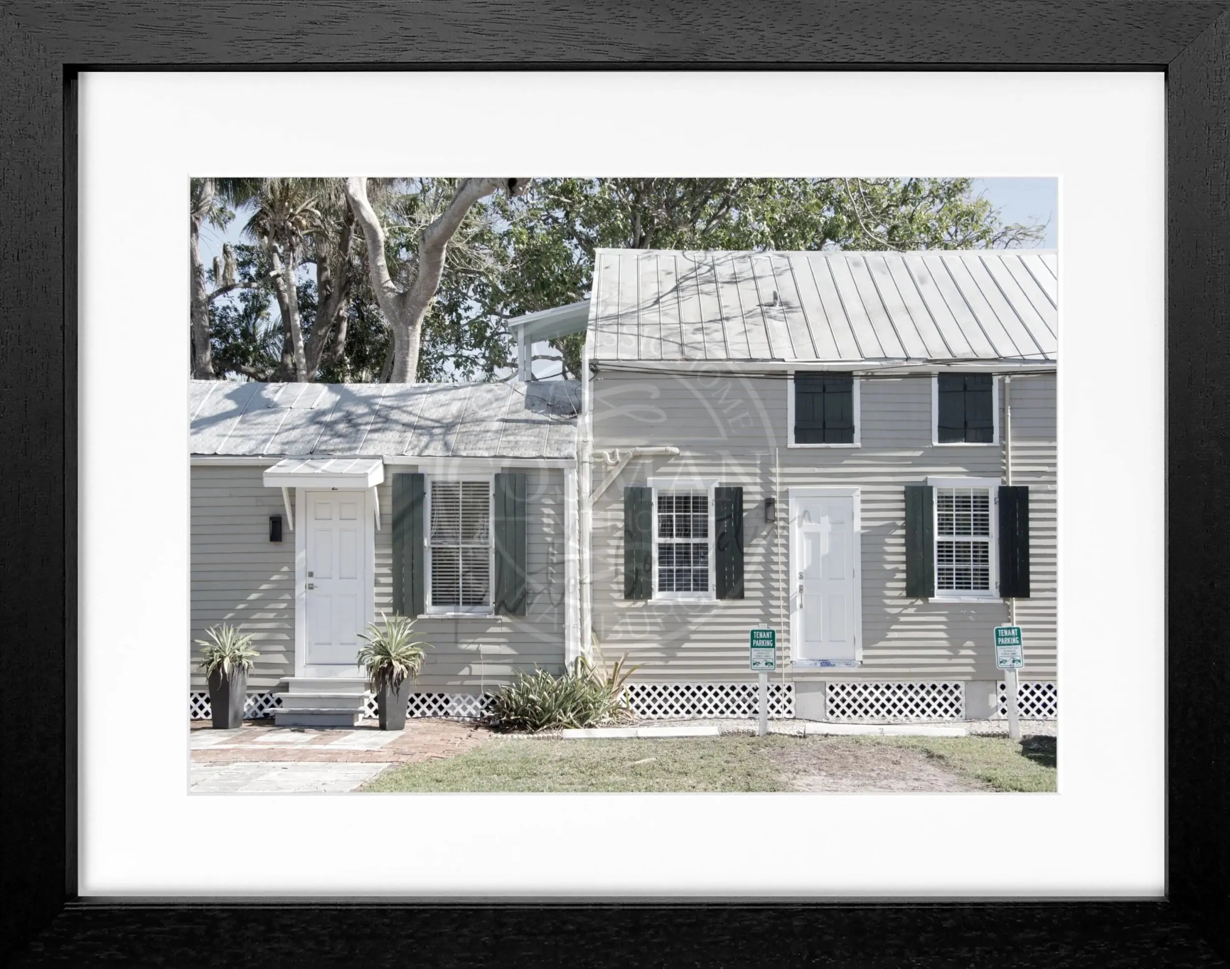 Schwarz-weiß Poster mit Rahmen von Florida Key West, 31x25cm, von Cosman-Photocollection, kreative Wanddekoration