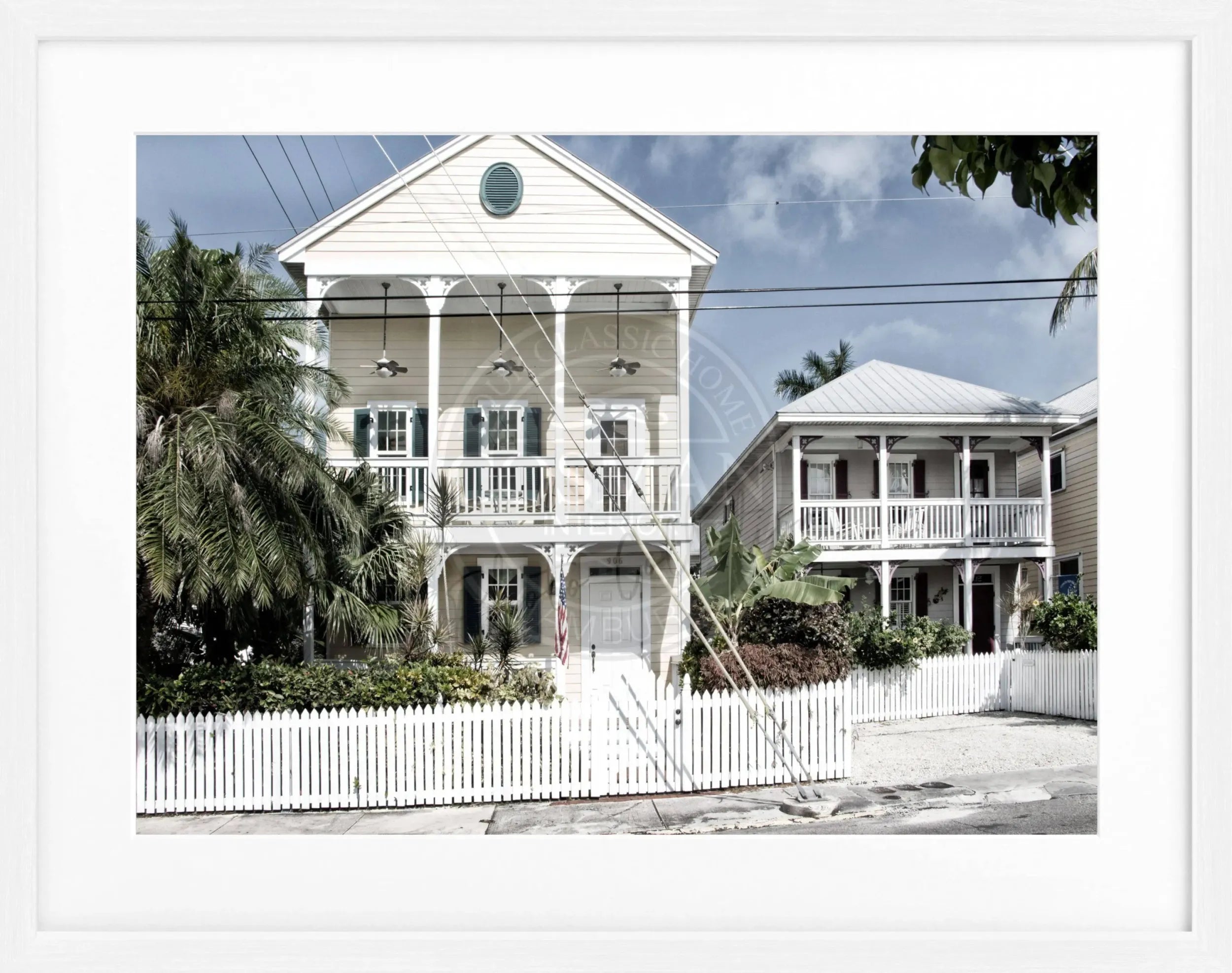 Schwarz-weiß Poster mit Rahmen von Florida Key West, 31x25cm, von Cosman-Photocollection, dekoratives Wandbild
