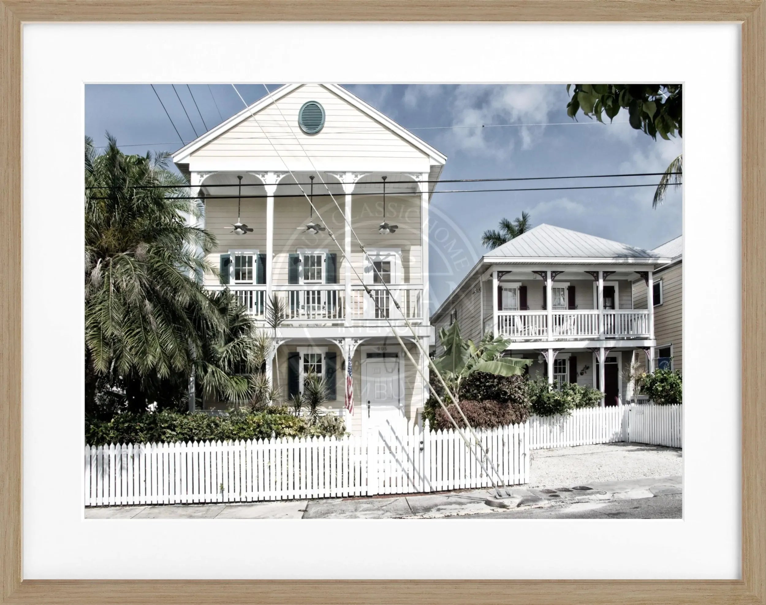 Schwarz-weiß Poster mit Rahmen von Florida Key West, 31x25cm, von Cosman-Photocollection, Wanddekoration mit Meeresmotiv