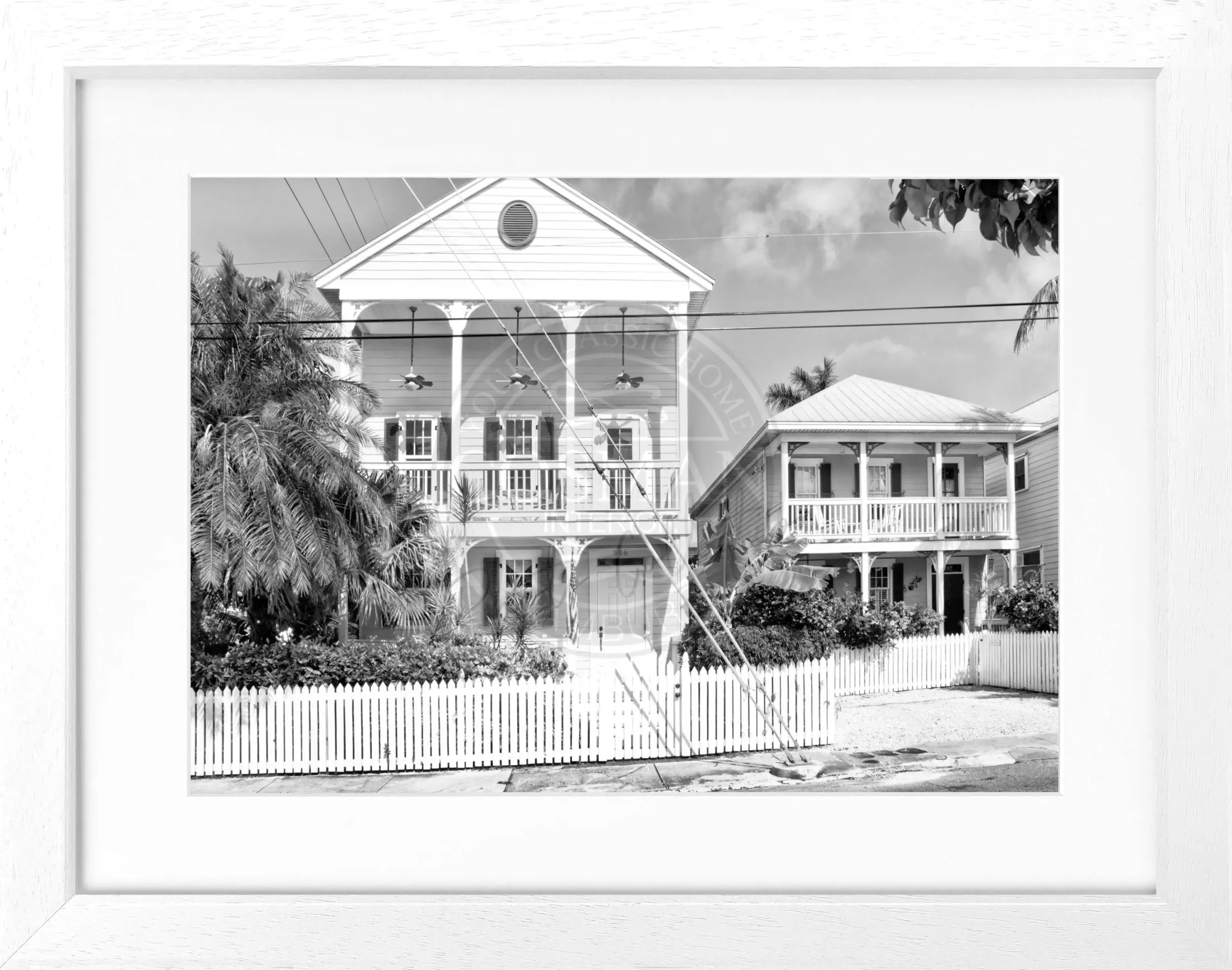 Schwarz-weiß Poster mit Rahmen, Florida Key West, von Cosman-Photocollection, 31x25 cm, Strand- und Sonnenmotiv