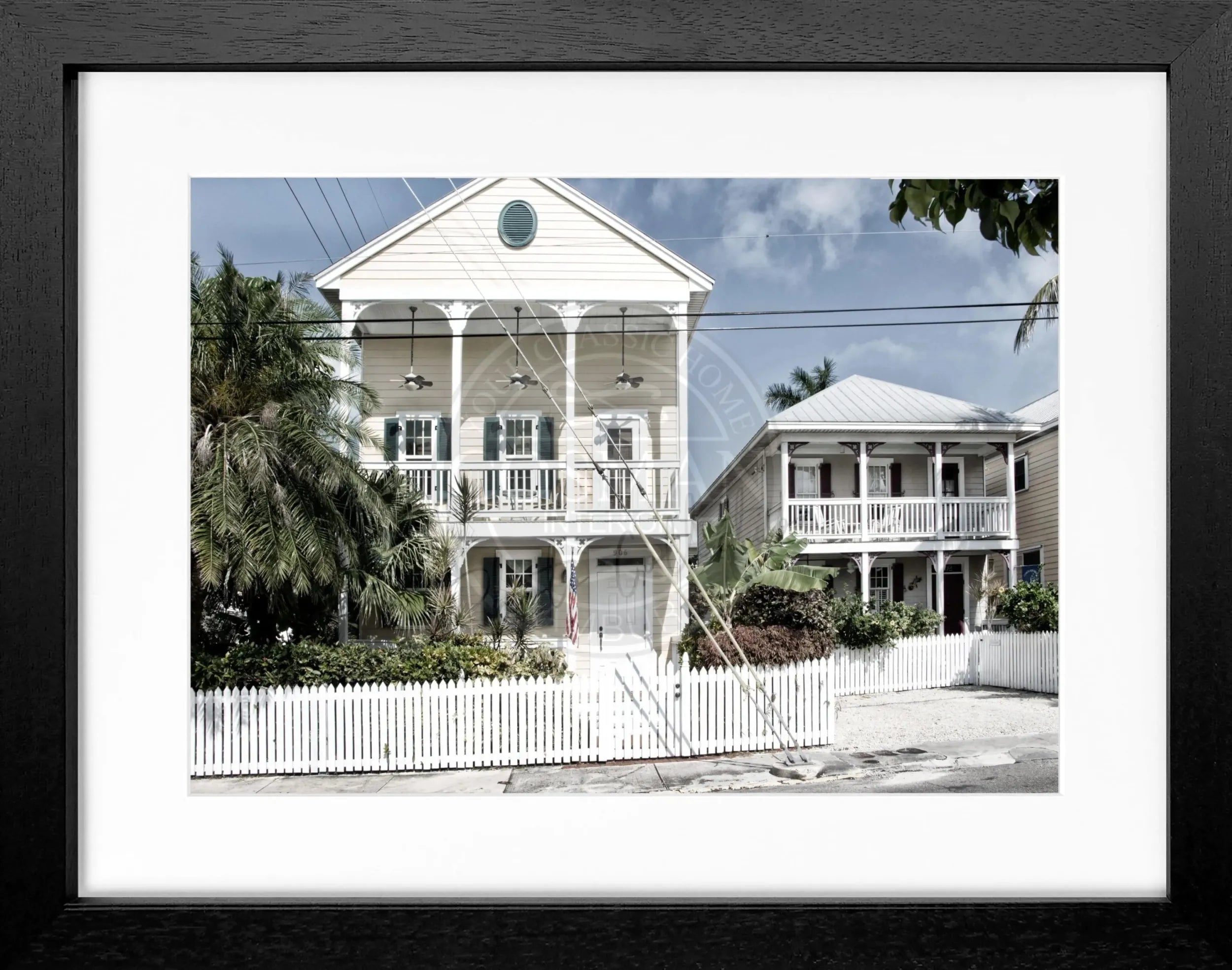 Schwarz-weiß Poster mit Rahmen von Florida Key West, 31x25cm, von Cosman-Photocollection, dekoratives Wandbild