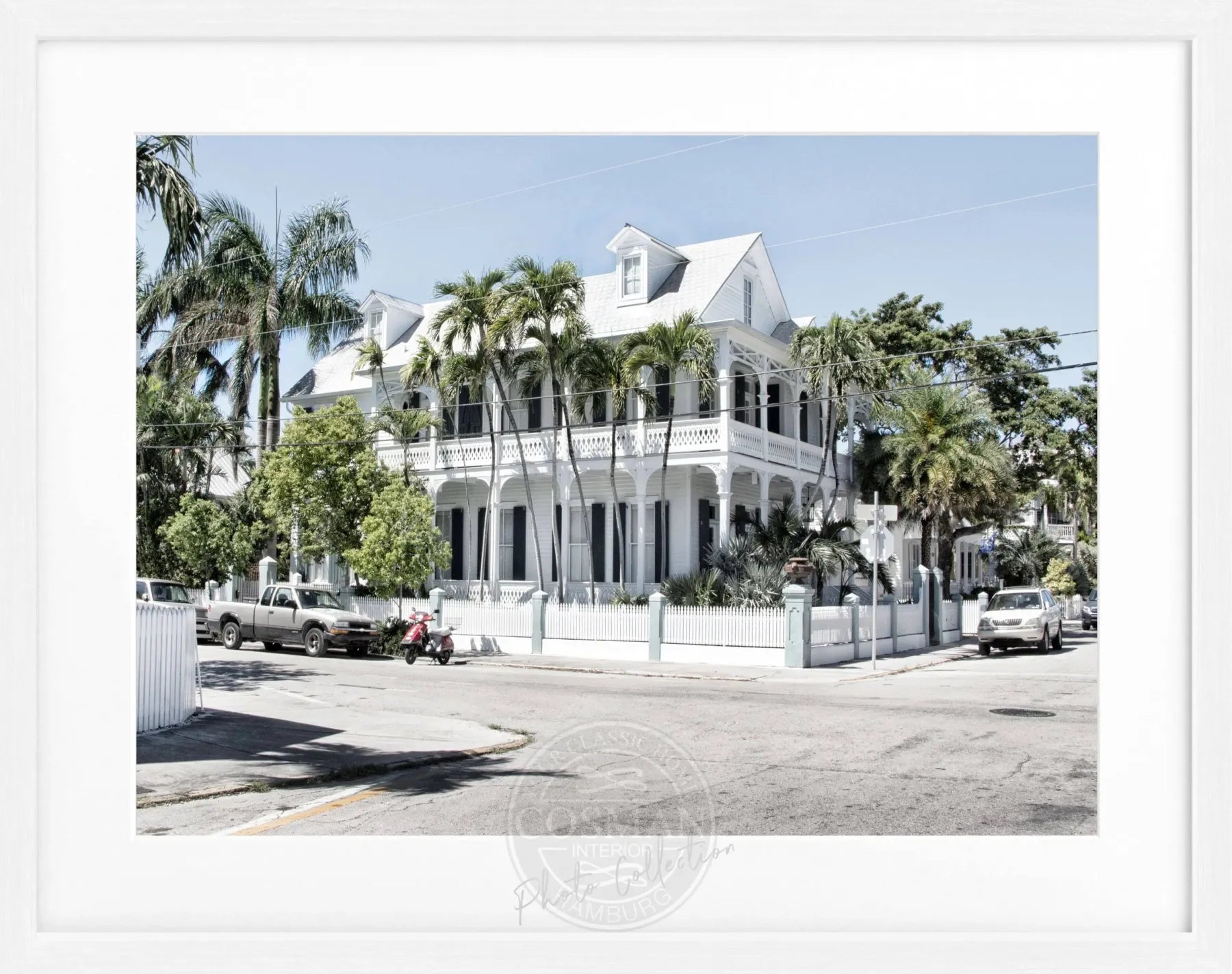 Schwarz-weiß Poster mit Rahmen von Cosman-Photocollection, Florida Key West, 31x25cm, Wanddekoration, maritimes Motiv