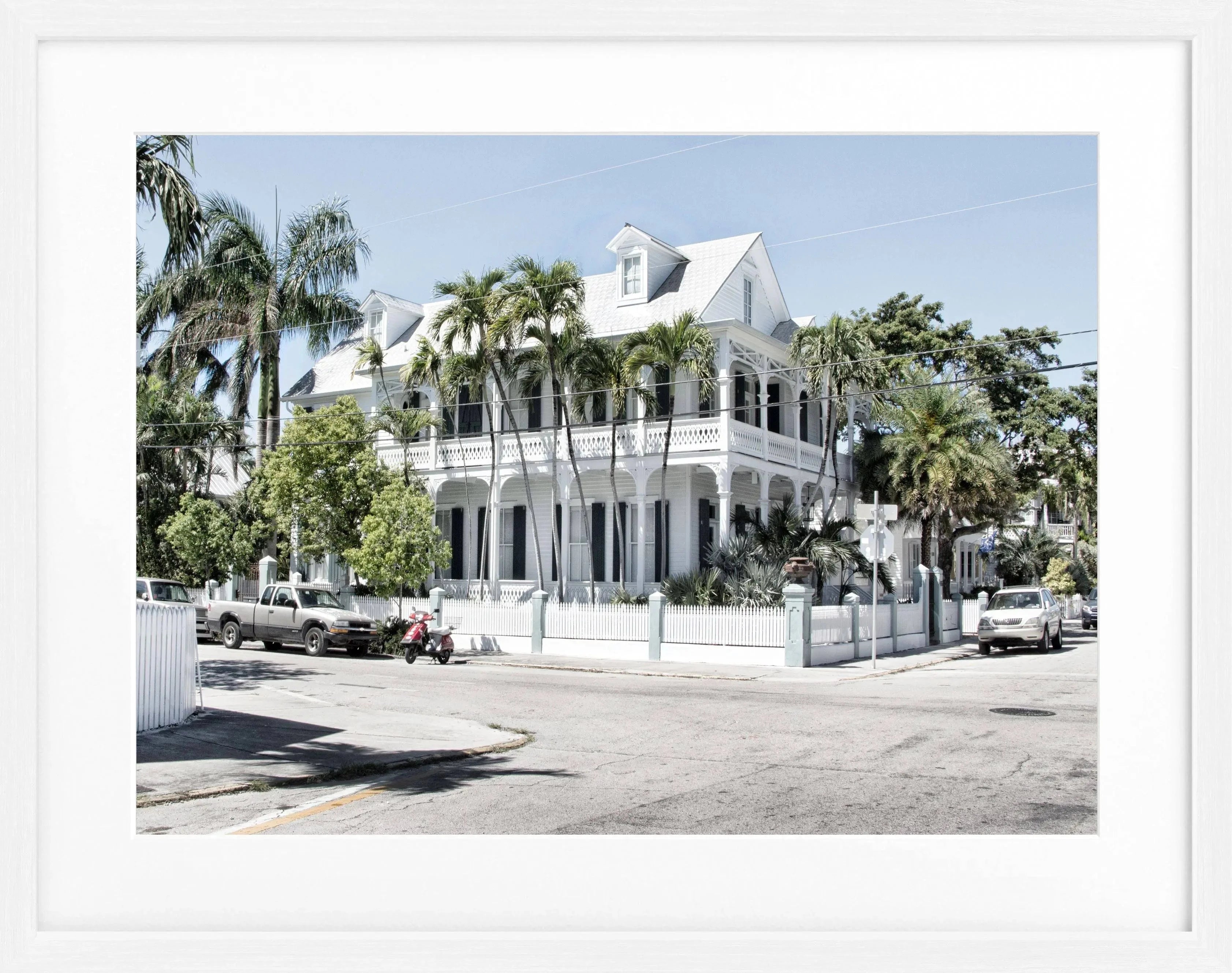 Schwarz-weiß Poster mit Rahmen von Cosman-Photocollection, Florida Key West, 31x25cm, Wanddekoration, maritimes Motiv