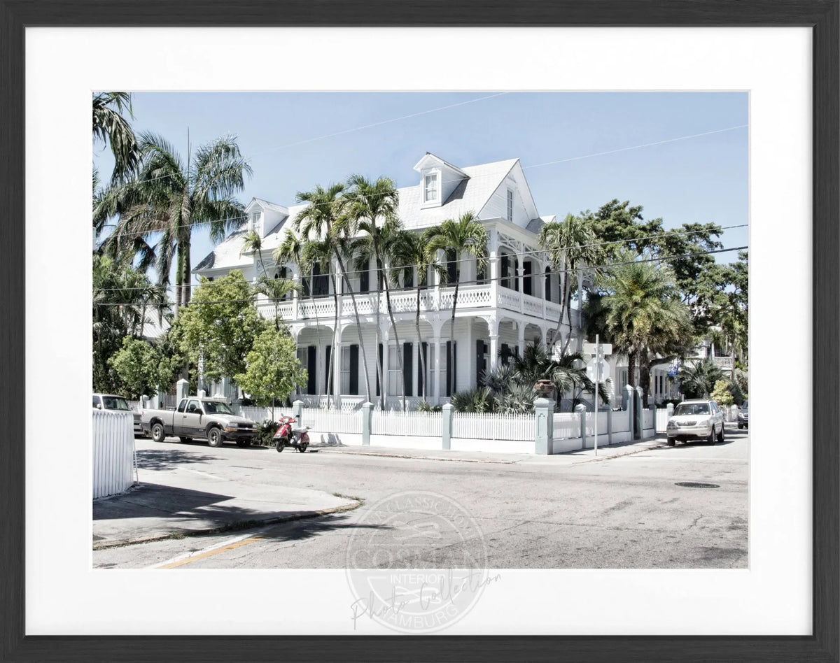 Schwarz-weiß Poster mit Rahmen von Florida Key West, 31x25cm, von Cosman-Photocollection, Wanddekoration im Foto