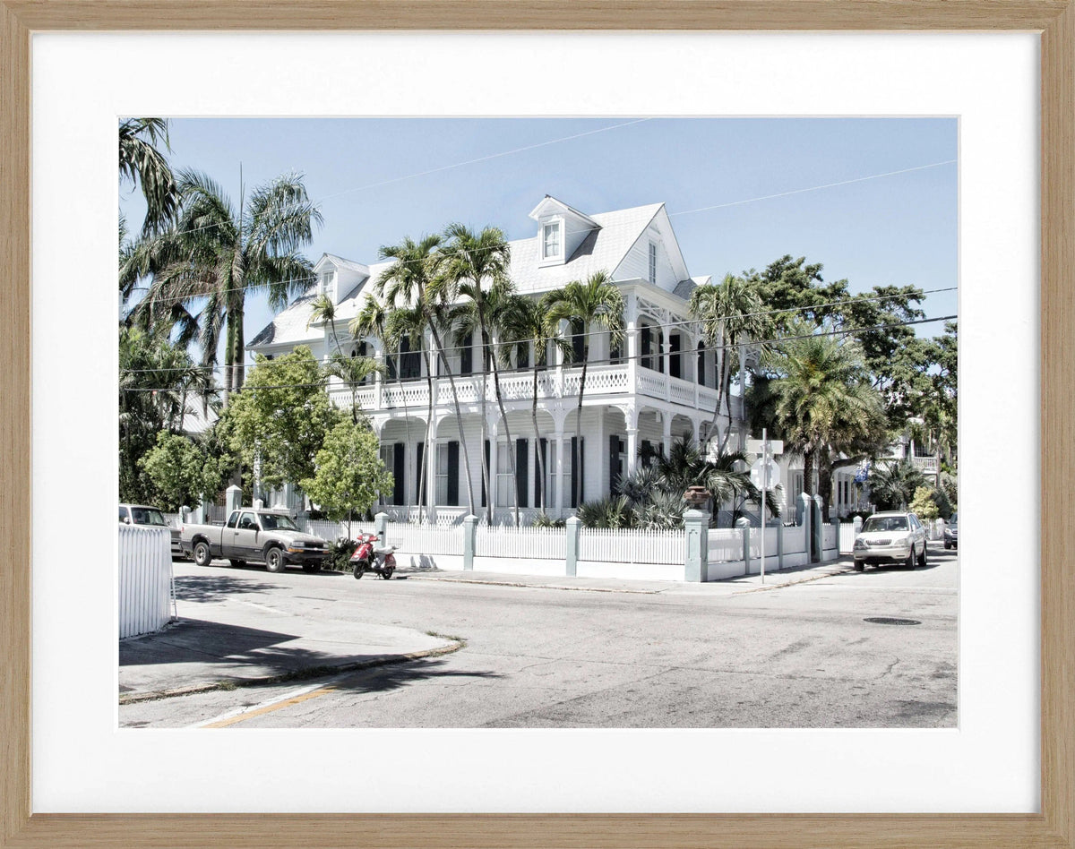 Schwarz-weiß Poster mit Rahmen von Florida Key West, 31x25cm, von Cosman-Photocollection, stilvolle Wanddekoration