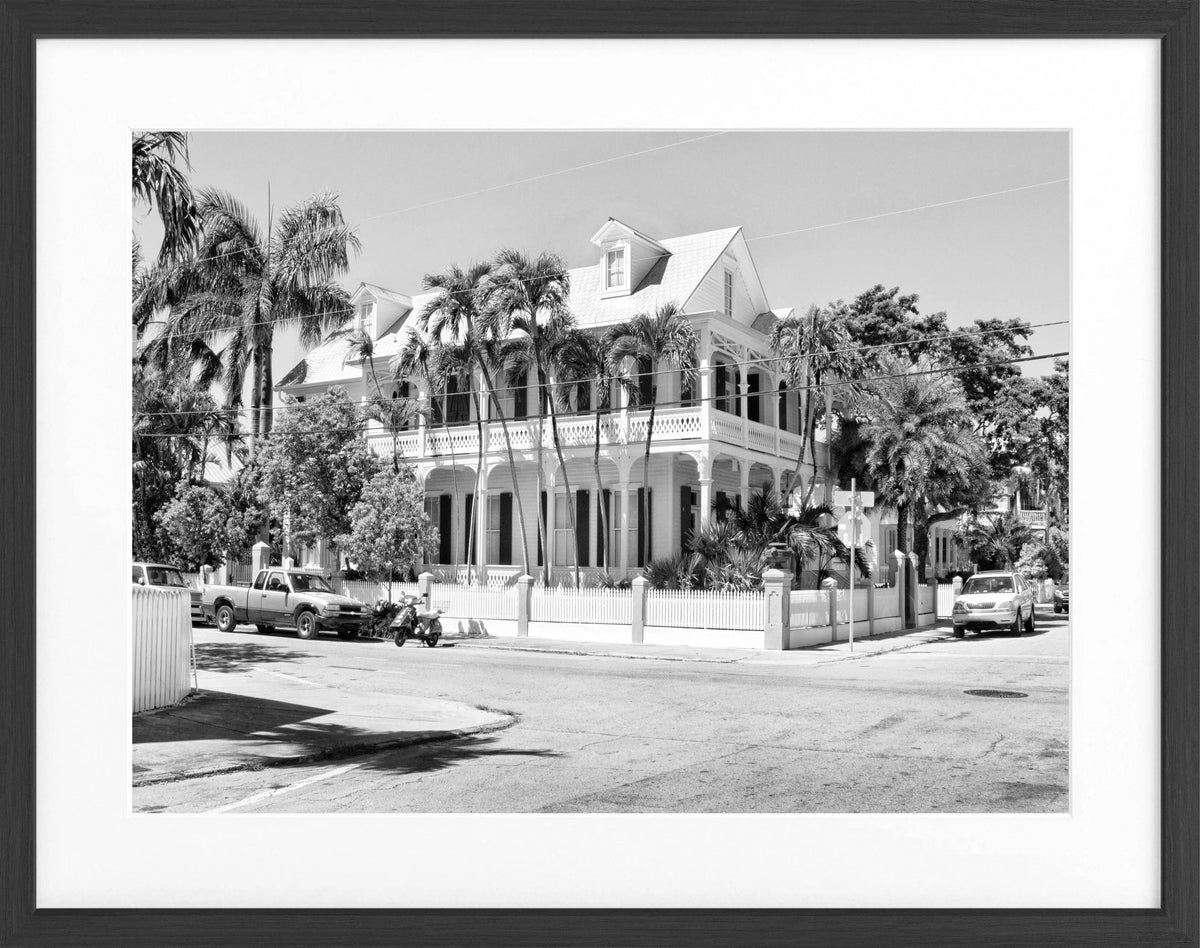 Schwarz-weiß Poster mit Rahmen von Florida Key West, 31x25 cm, von Cosman-Photocollection, dekoratives Wandbild