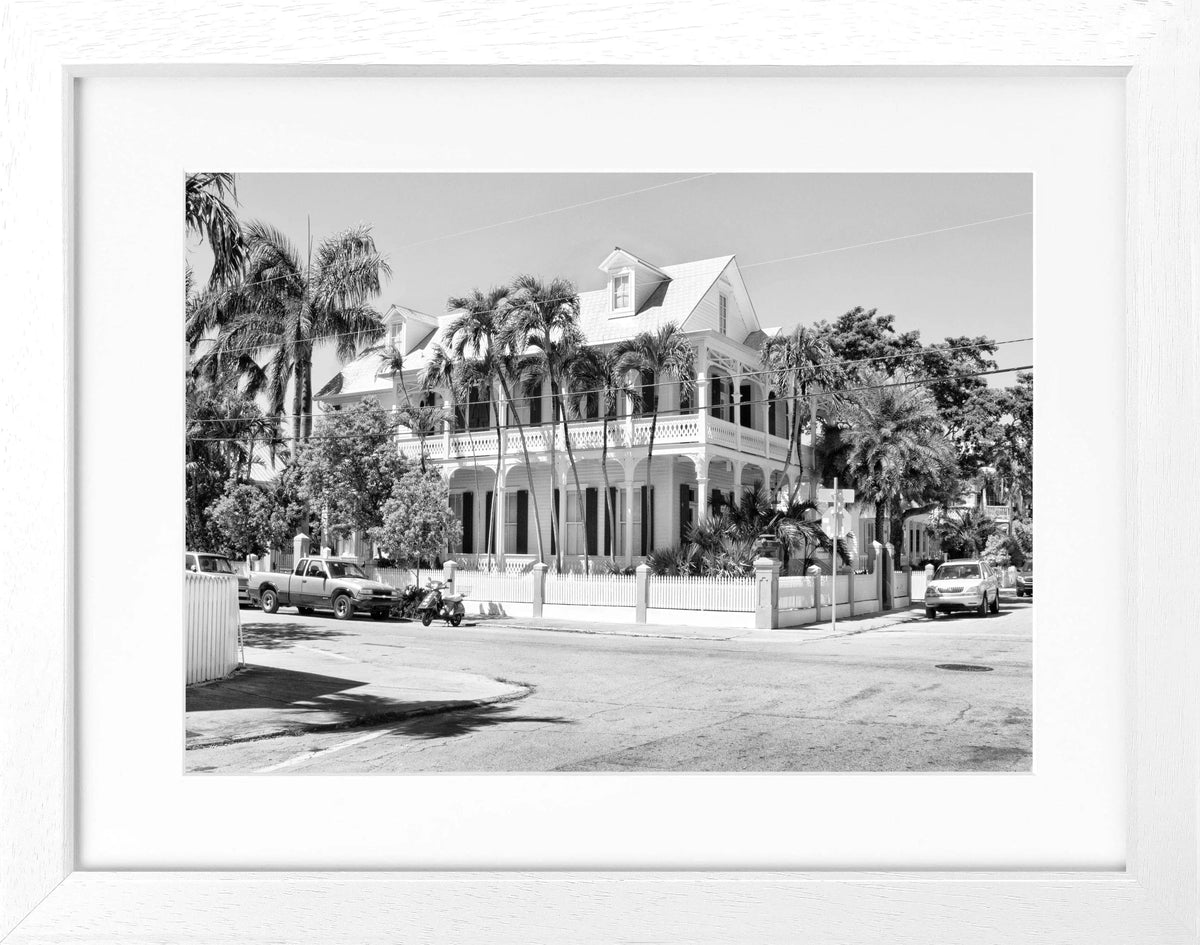 Schwarz-weiß Poster mit Rahmen Florida Key West von Cosman-Photocollection, 31x25 cm, Wanddekoration mit Motiv aus Florida