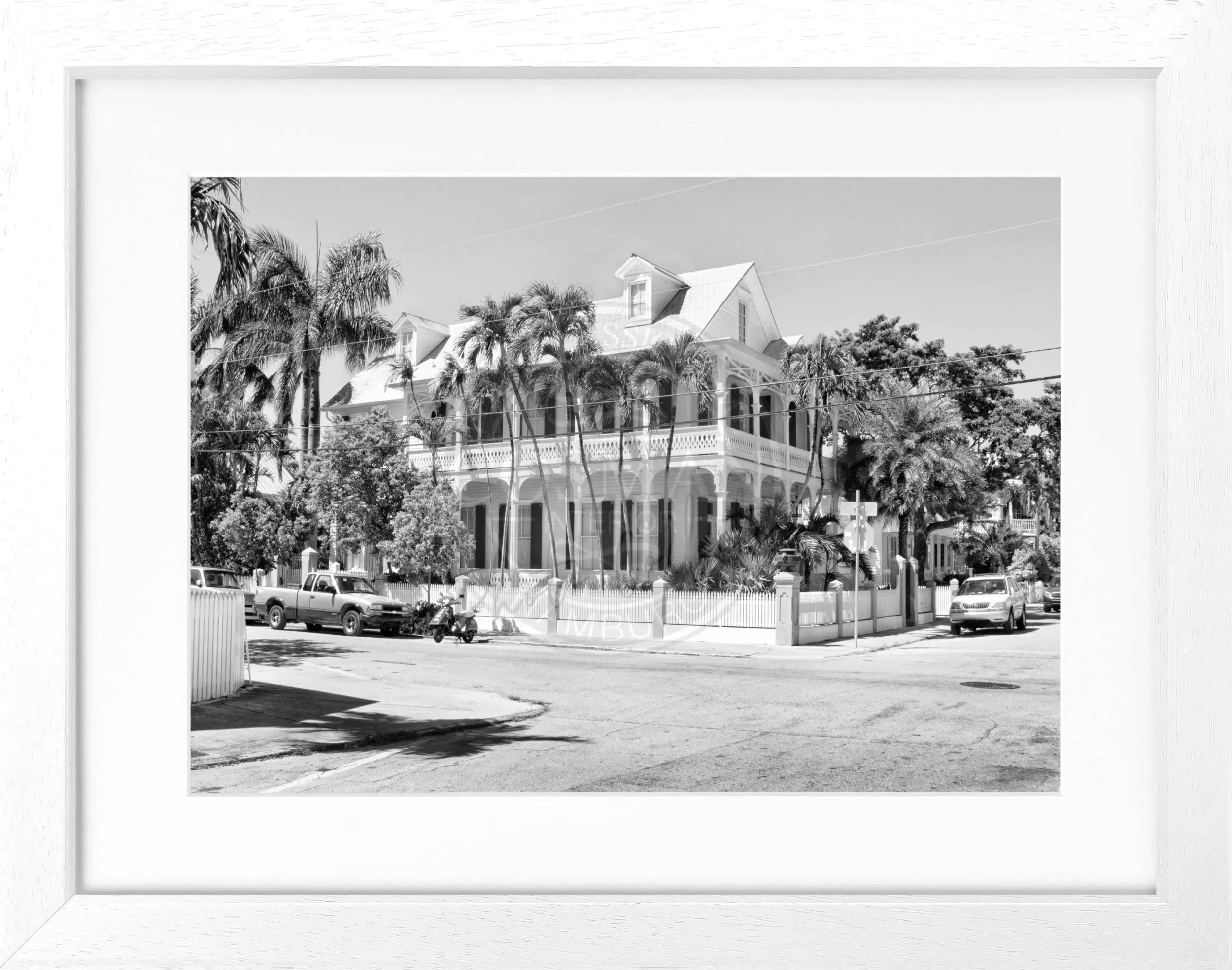 Schwarz-weiß Poster mit Rahmen Florida Key West von Cosman-Photocollection, 31x25 cm, Wanddekoration mit Motiv aus Florida