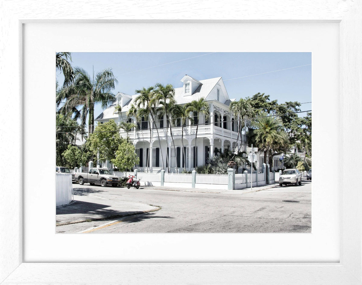 Schwarzweiß-Poster mit Rahmen, Florida Key West, von Cosman-Photocollection, 31x25cm, dekoratives Wandbild