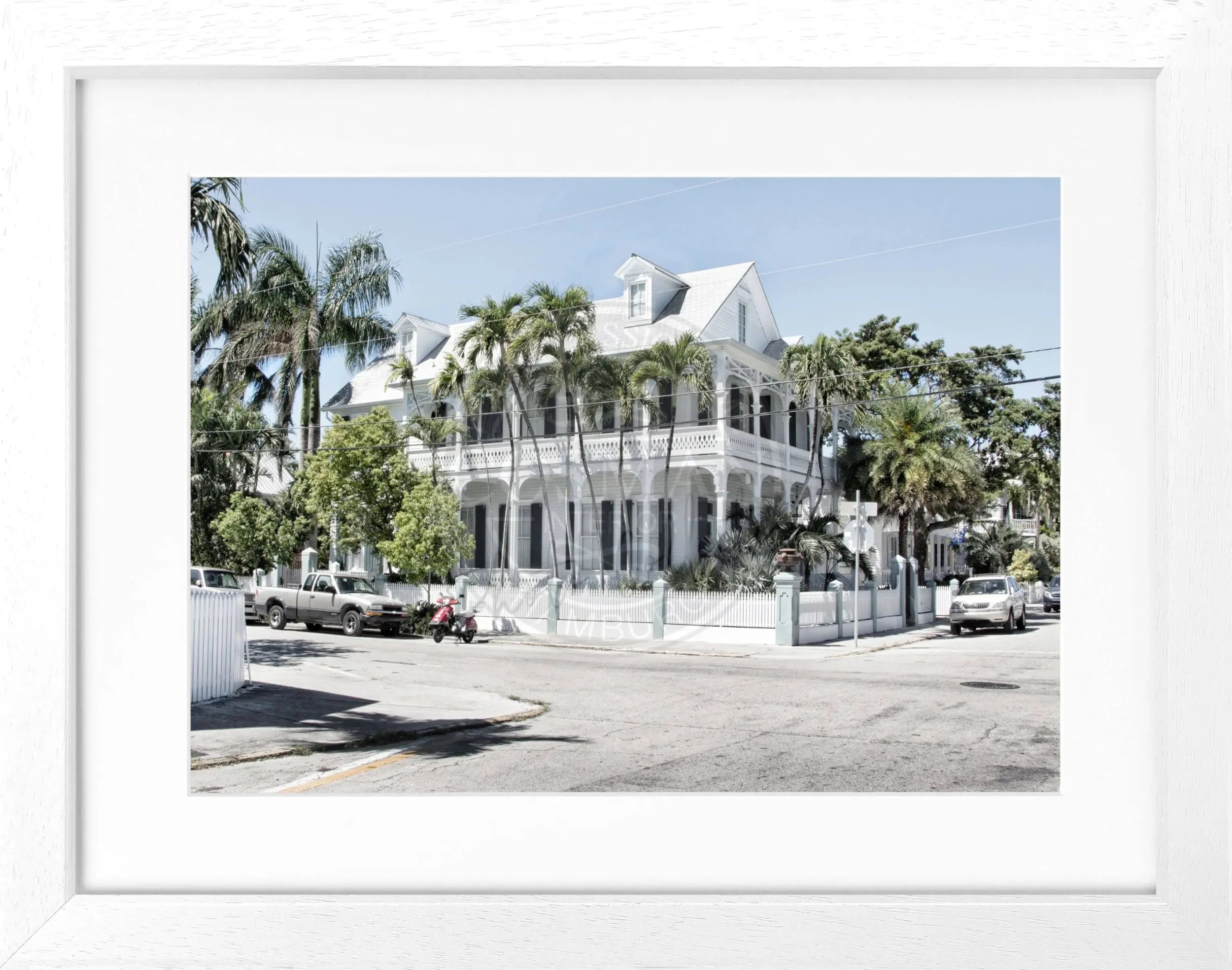 Schwarzweiß-Poster mit Rahmen, Florida Key West, von Cosman-Photocollection, 31x25cm, dekoratives Wandbild