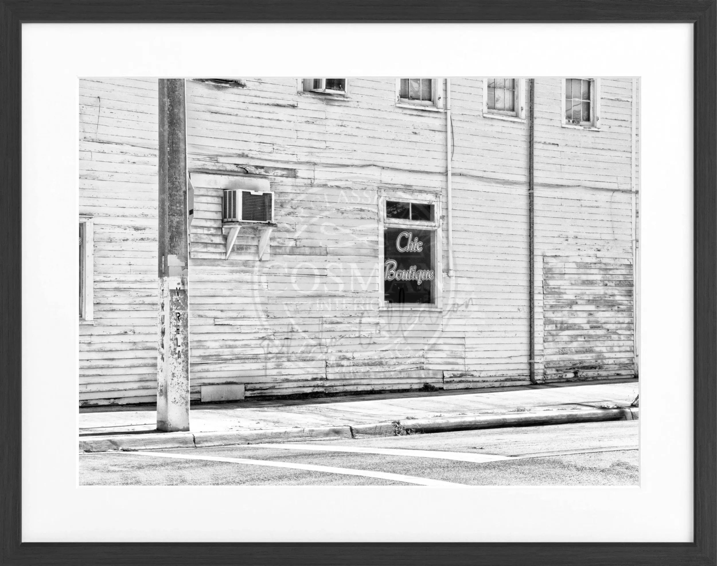 Schwarz-weiß Poster mit Rahmen von Florida Key West, 31x25cm, von Cosman-Photocollection, Wanddekoration mit Motiv