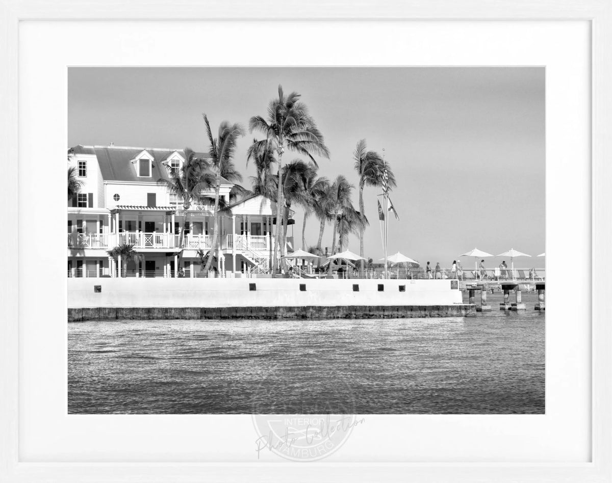 Schwarz-weiß Poster mit Rahmen von Florida Key West, 31x25 cm, von Cosman-Photocollection, dekoratives Wandbild.