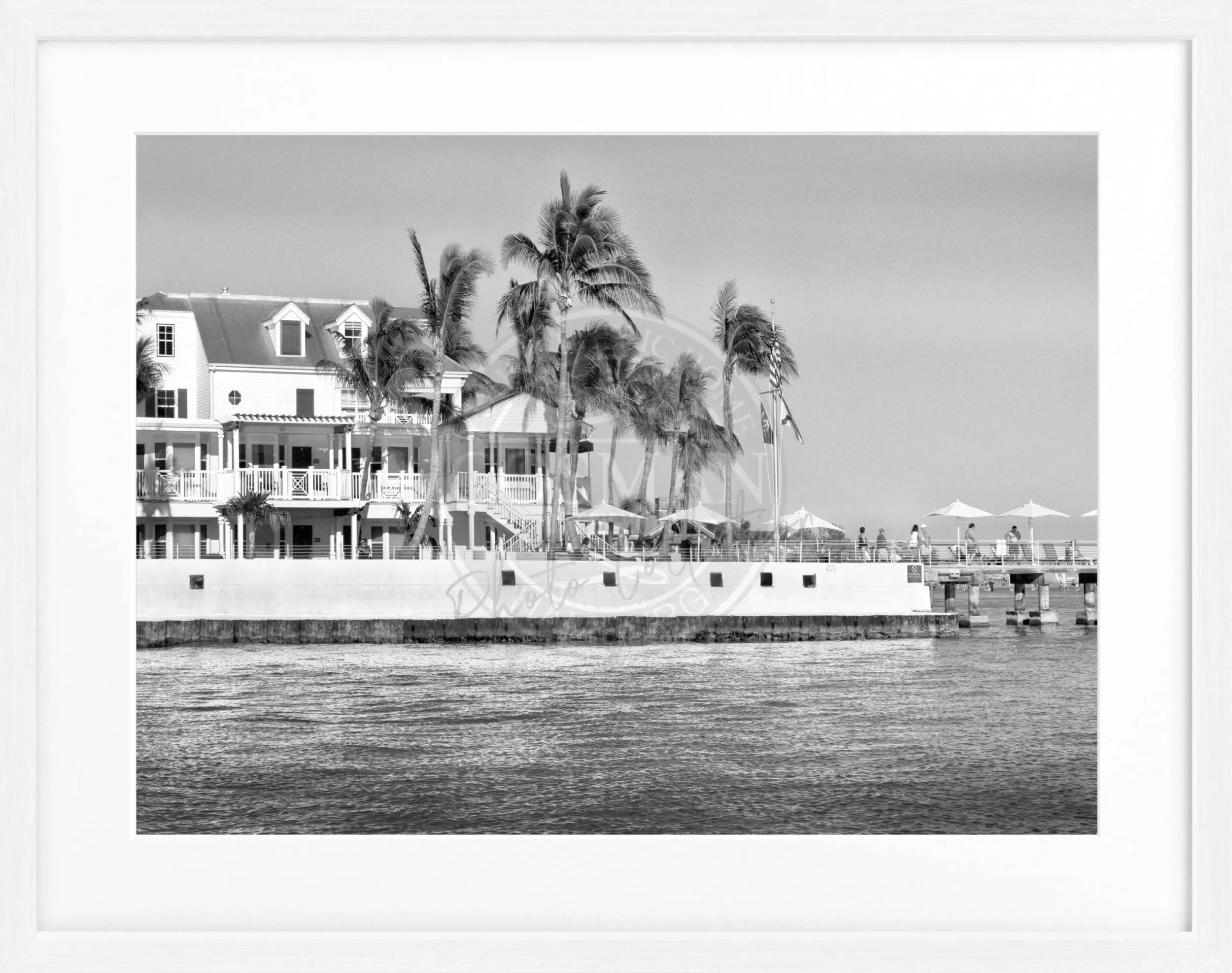 Schwarz-weiß Poster mit Rahmen von Florida Key West, 31x25 cm, von Cosman-Photocollection, dekoratives Wandbild.