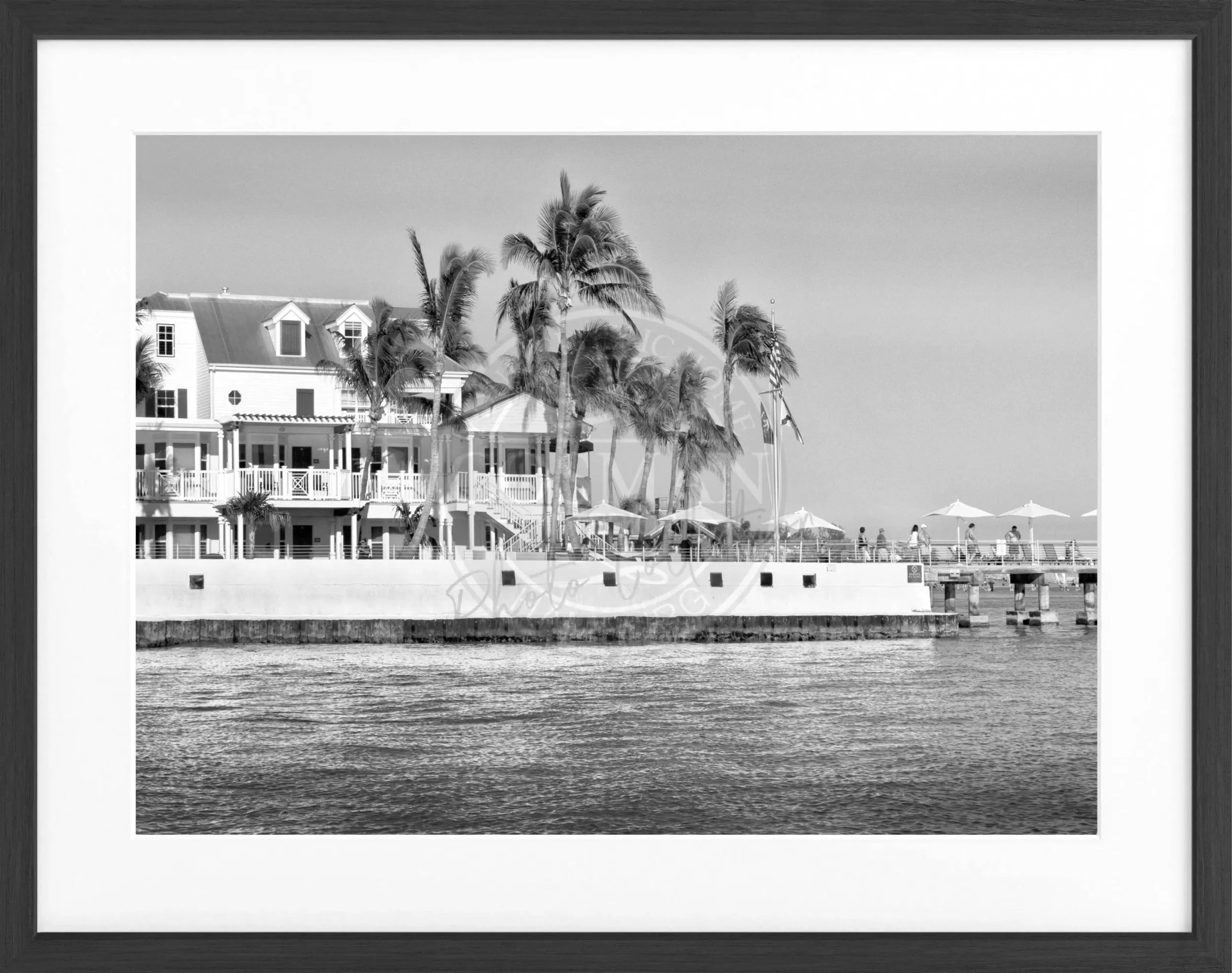 Schwarz-weiß Poster mit Rahmen von Cosman-Photocollection, Florida Key West, ca. 31x25 cm, Kunstdruck in eleganter Optik