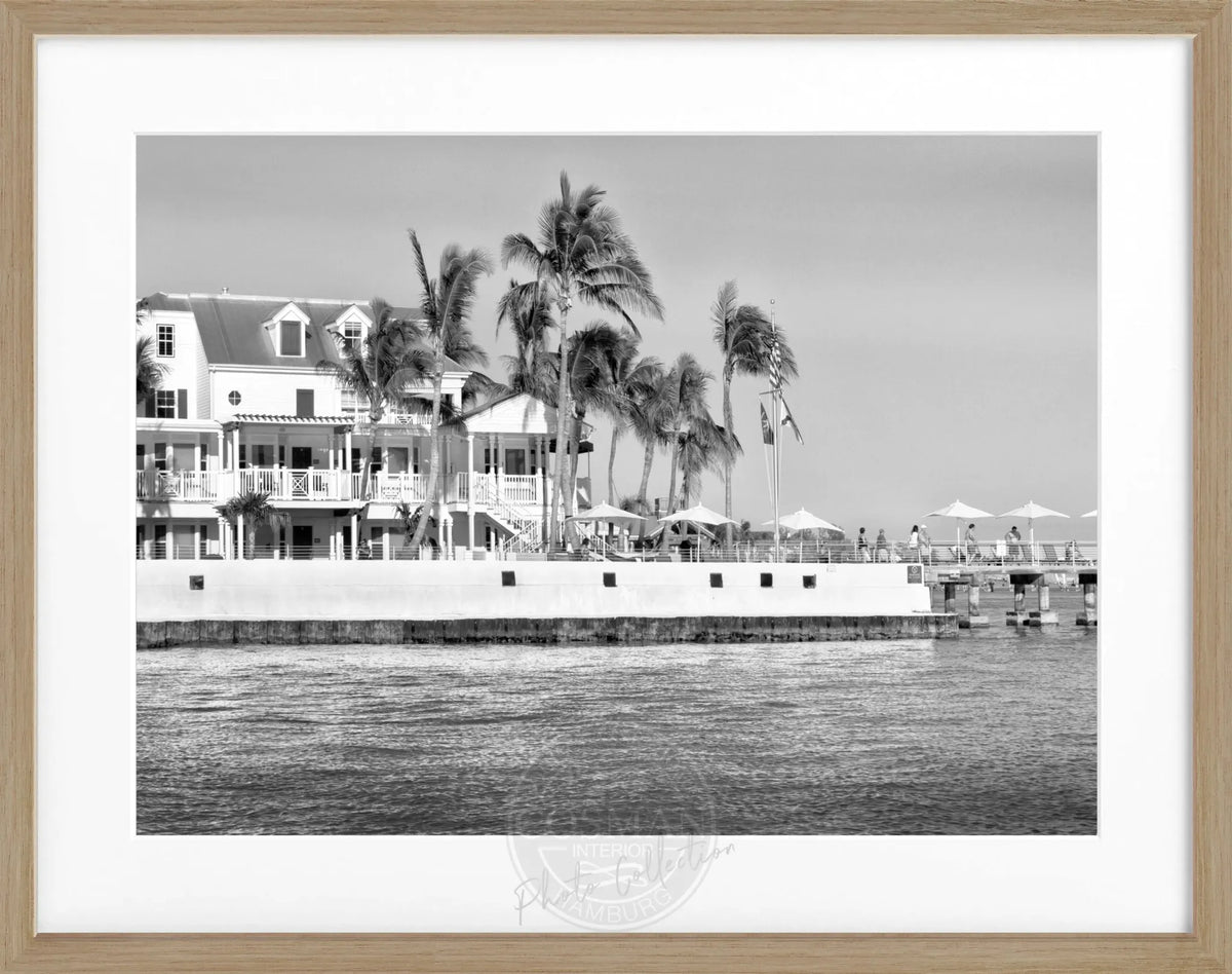 Schwarz-weiß Poster mit Rahmen von Florida Key West, 31x25cm, von Cosman-Photocollection, dekoratives Wandbild
