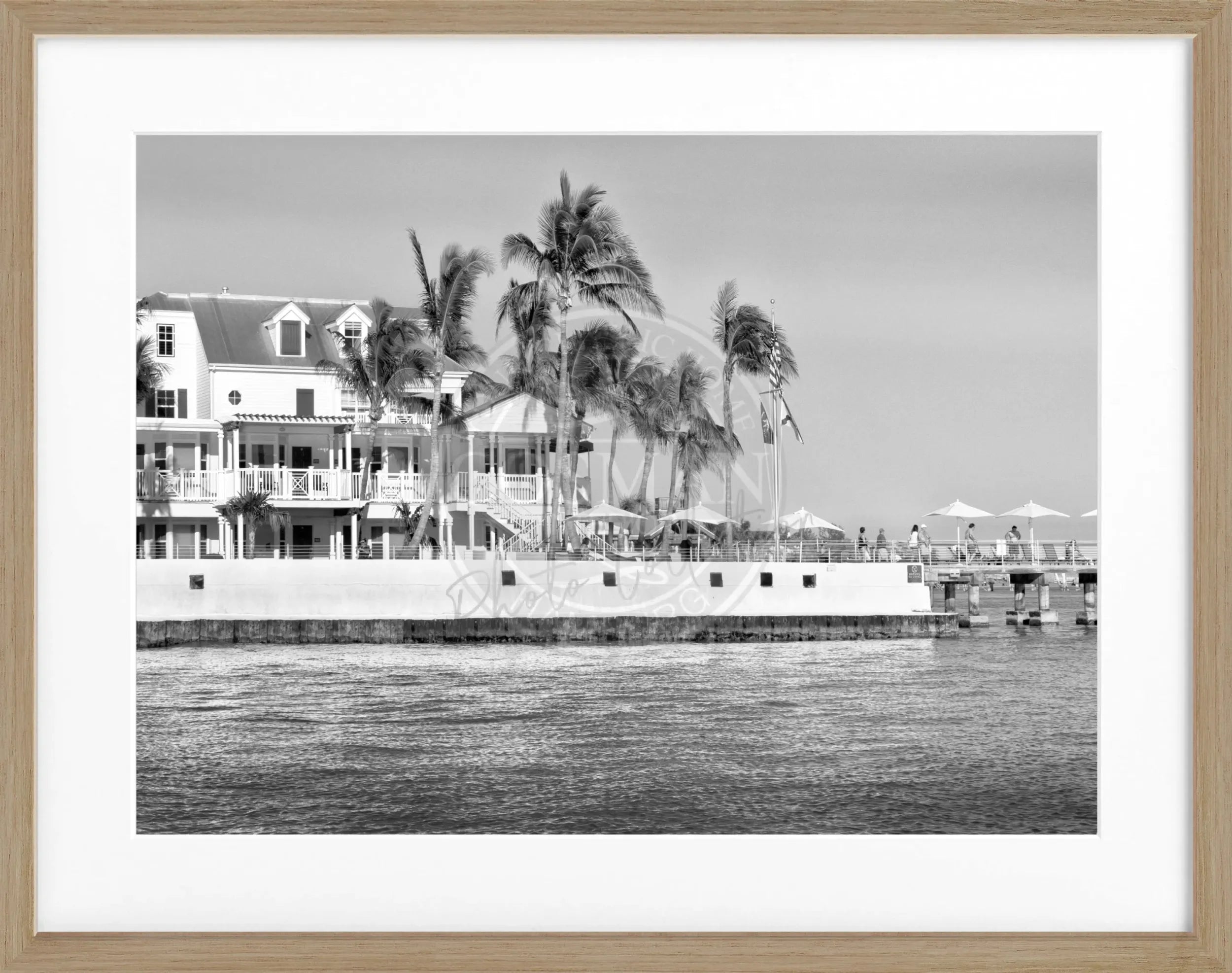 Schwarz-weiß Poster mit Rahmen von Florida Key West, 31x25cm, von Cosman-Photocollection, dekoratives Wandbild