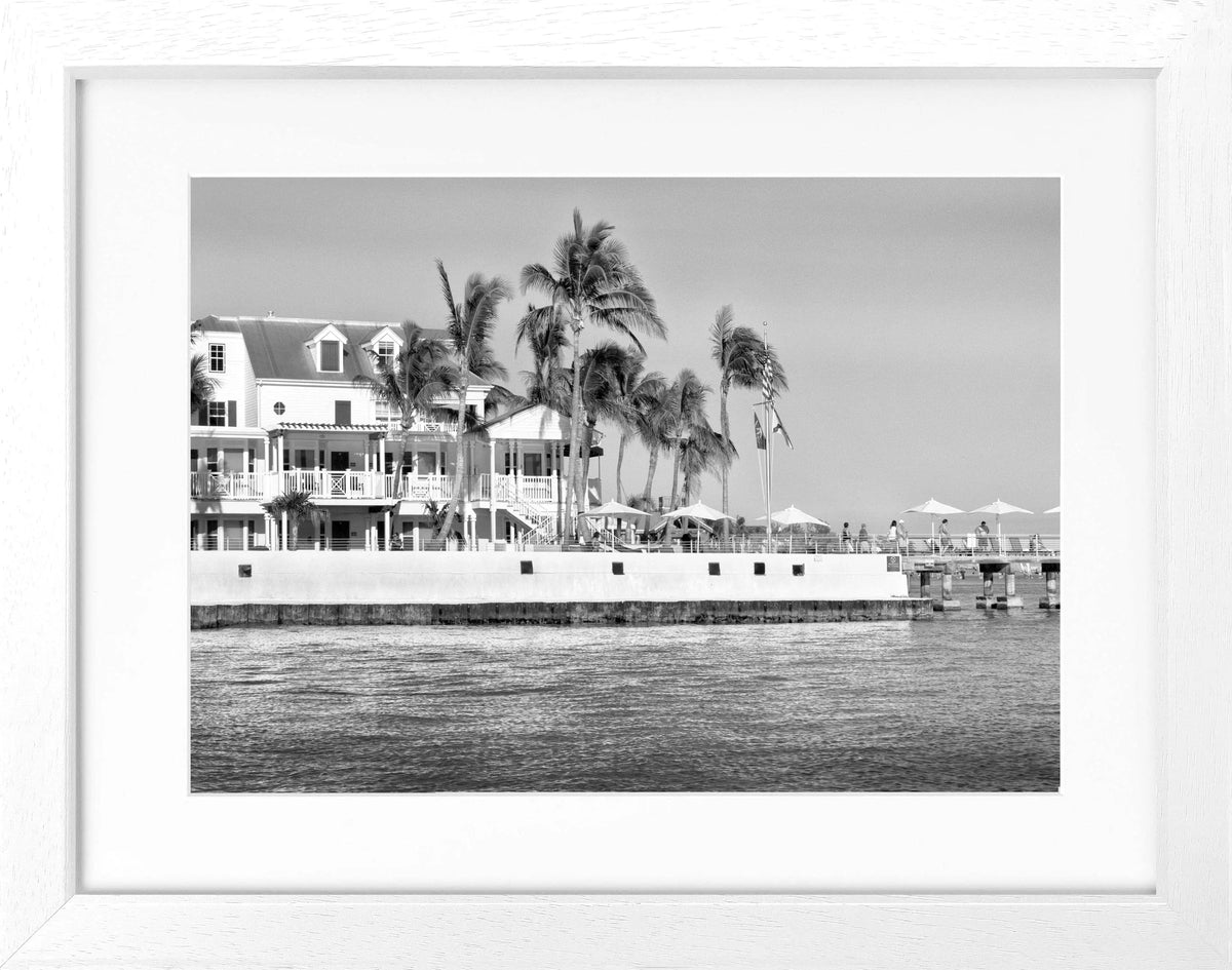 Schwarz-weiß Poster mit Rahmen von Cosman-Photocollection, Florida Key West Motiv, 31x25cm, dekoratives Wandbild