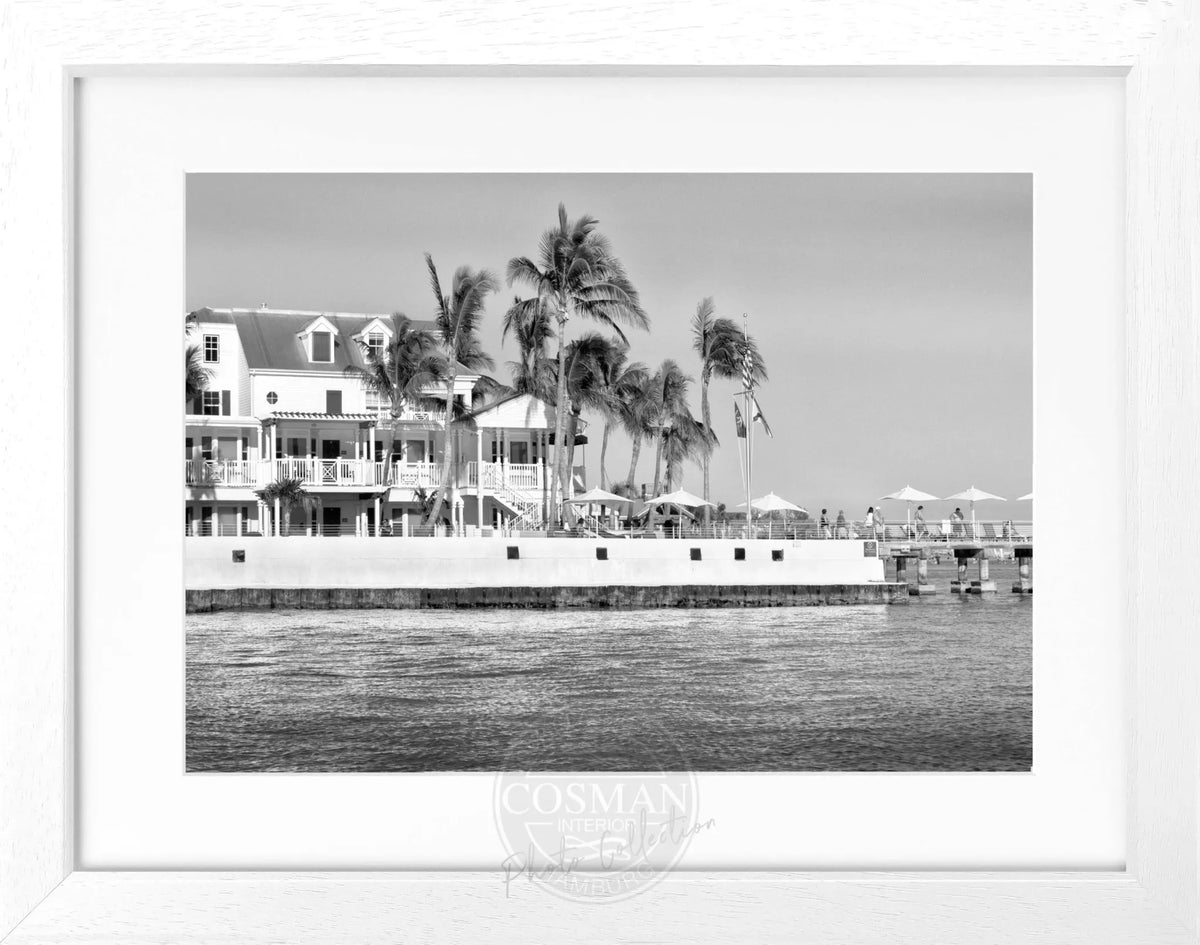 Schwarz-weiß Poster mit Rahmen von Cosman-Photocollection, Florida Key West Motiv, 31x25cm, dekoratives Wandbild