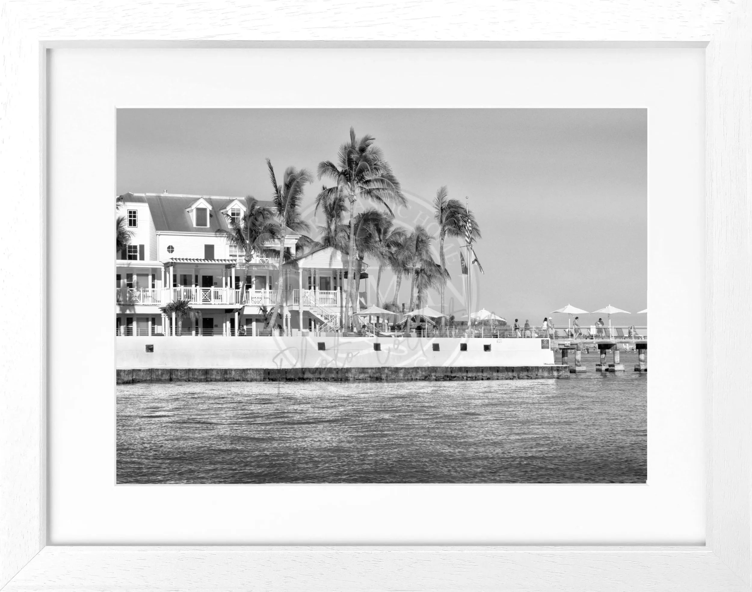 Schwarz-weiß Poster mit Rahmen von Cosman-Photocollection, Florida Key West Motiv, 31x25cm, dekoratives Wandbild
