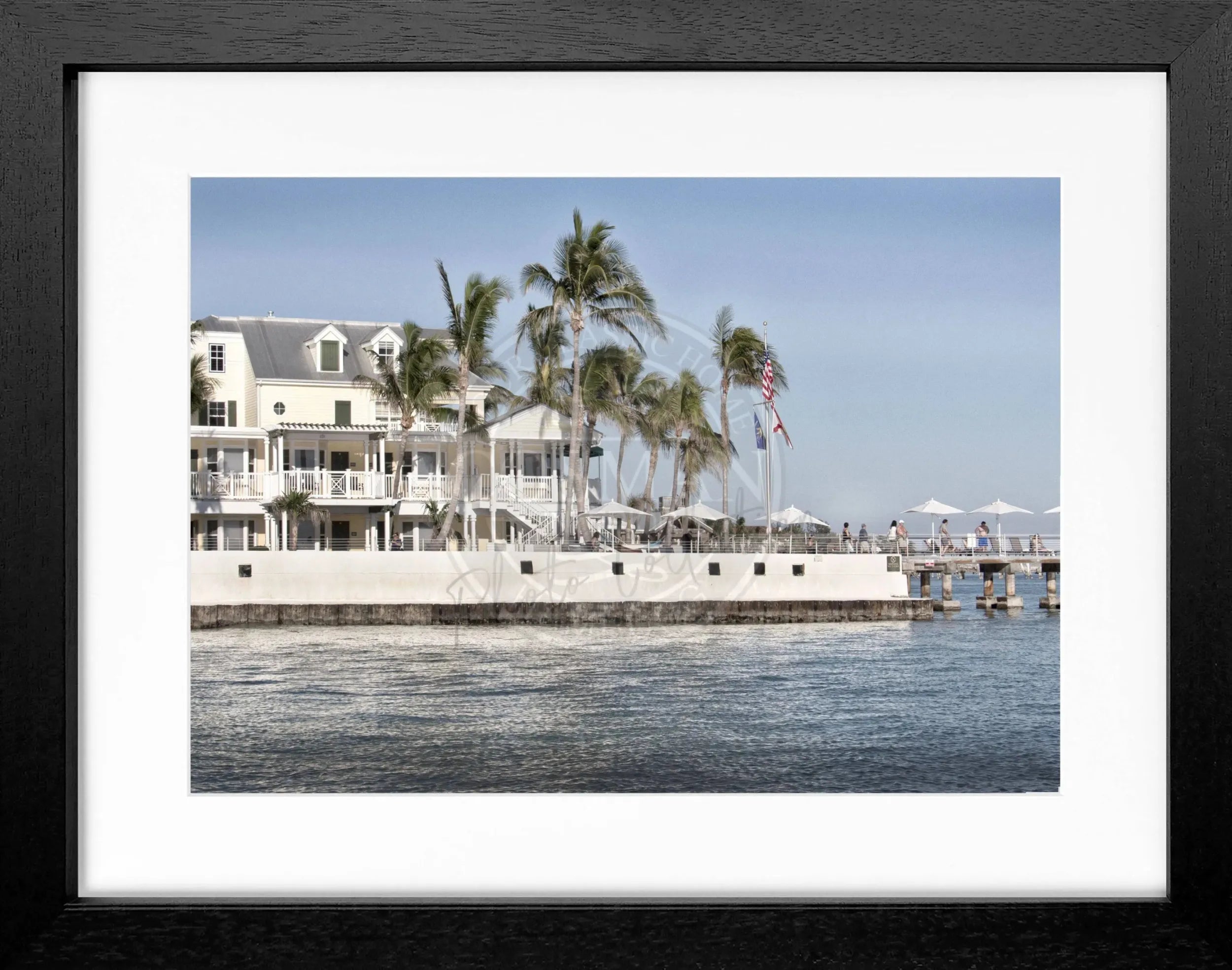 Schwarz-weiß Poster mit Rahmen, Florida Key West Motiv, von Cosman-Photocollection, 31x25 cm, dekoratives Wandbild