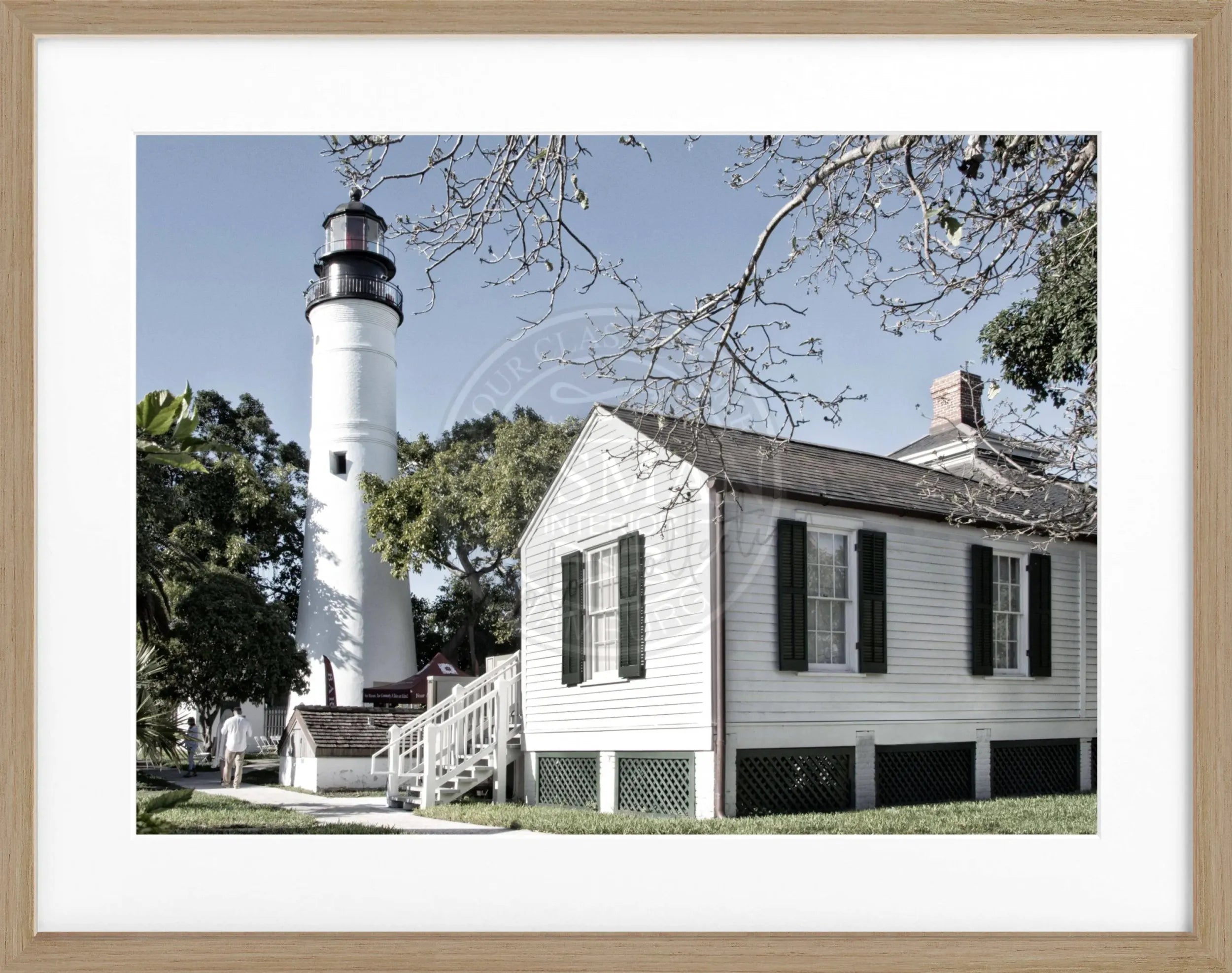 Schwarzweiß-Poster mit Rahmen von Cosman-Photocollection, Florida Key West Leuchtturm, 31x25cm, dekoratives Wandbild