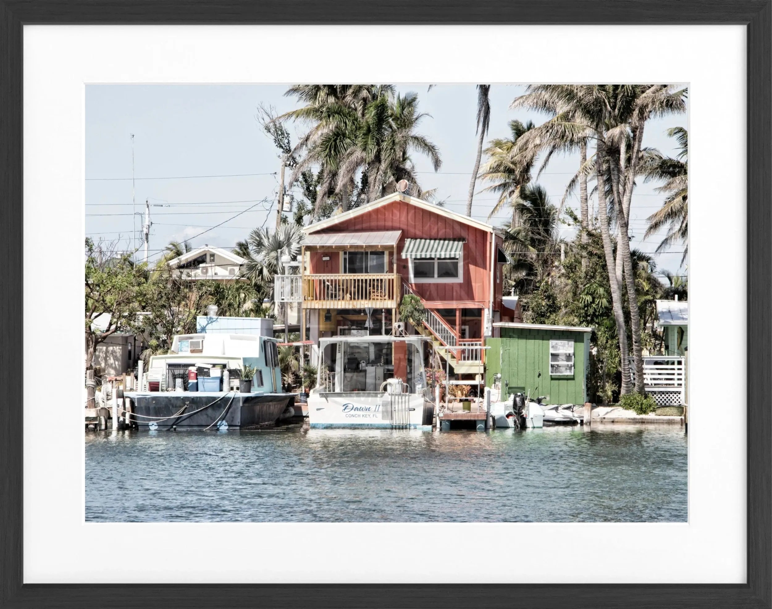 Schwarz-weiß Poster mit Rahmen, Florida Keys Motiv von Cosman-Photocollection, 31x25 cm, Wanddekoration in Bild.