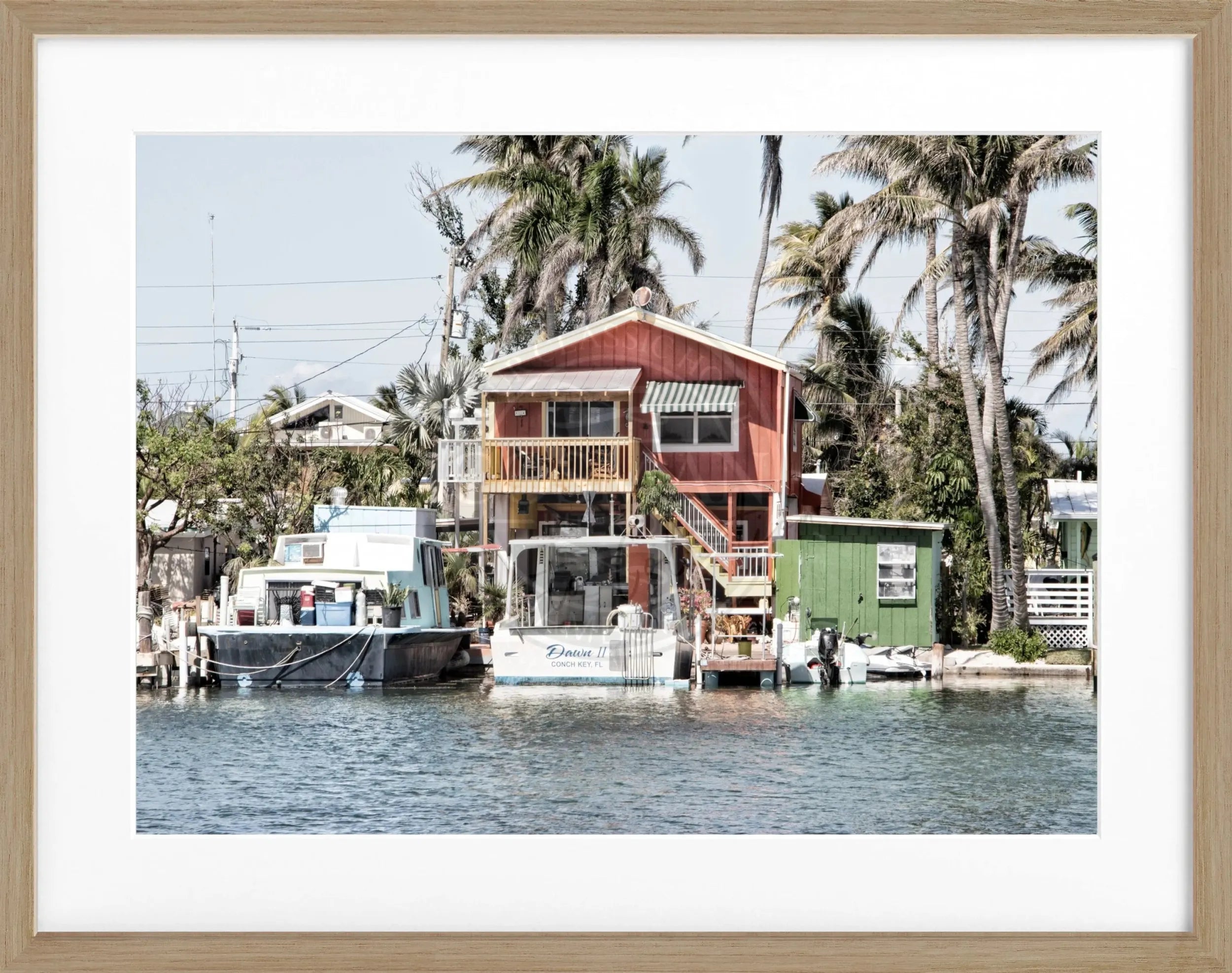 Schwarz-weiß Poster mit Rahmen der Florida Keys, 31x25 cm, von Cosman-Photocollection, Naturaufnahme der Inselkette
